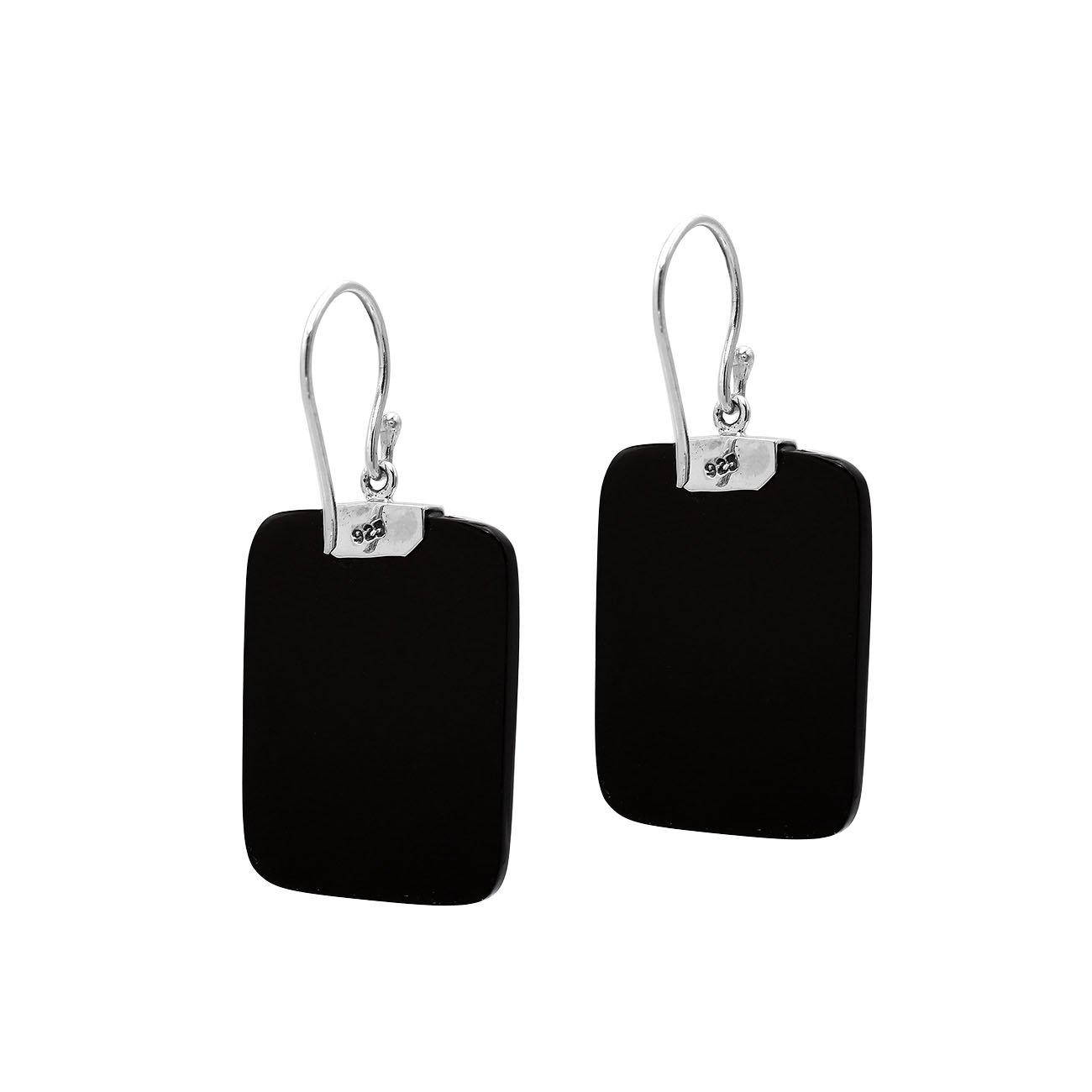AE-1183-SH.B Sterling Silver Square Shape Earring With Black Shell Jewelry Bali Designs Inc 