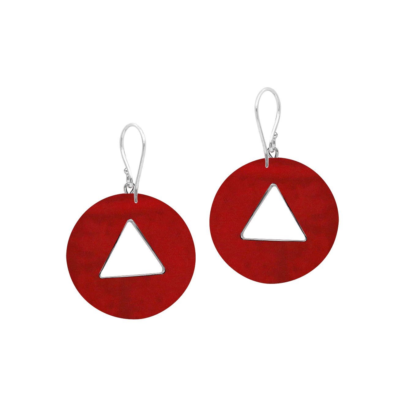 AE-1184-CR Sterling Silver Round Shape Earring With Coral Jewelry Bali Designs Inc 