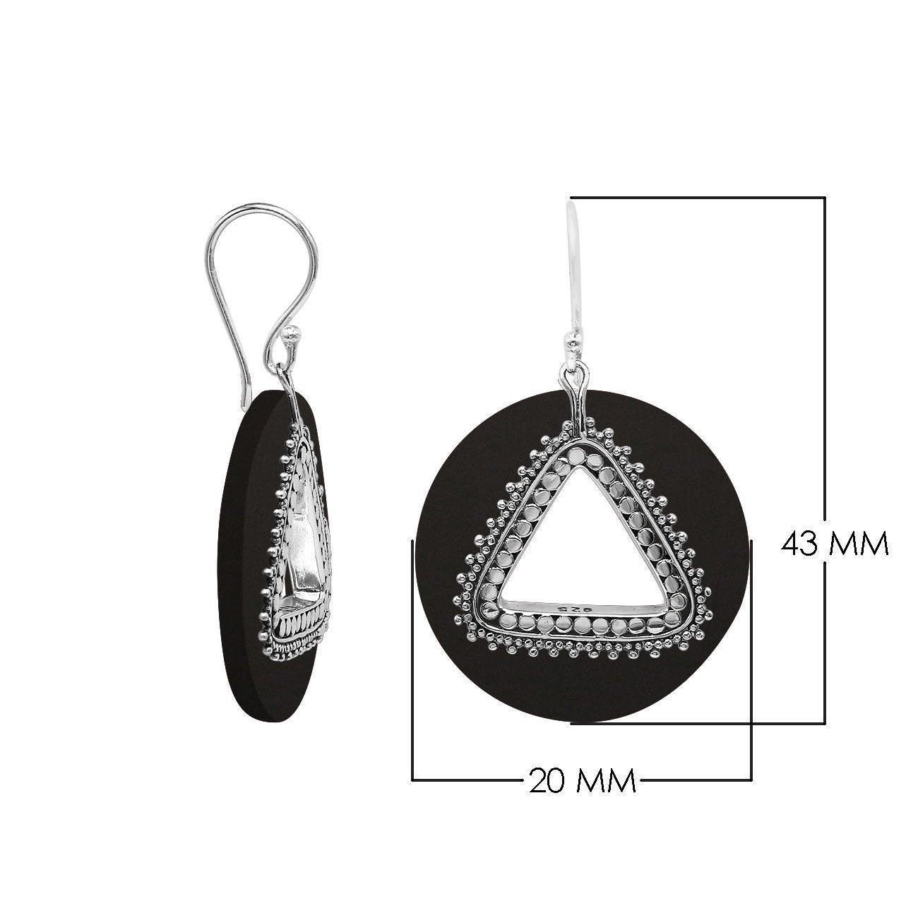 AE-1184-SH.B Sterling Silver Round Shape Earring With Black Shell Jewelry Bali Designs Inc 