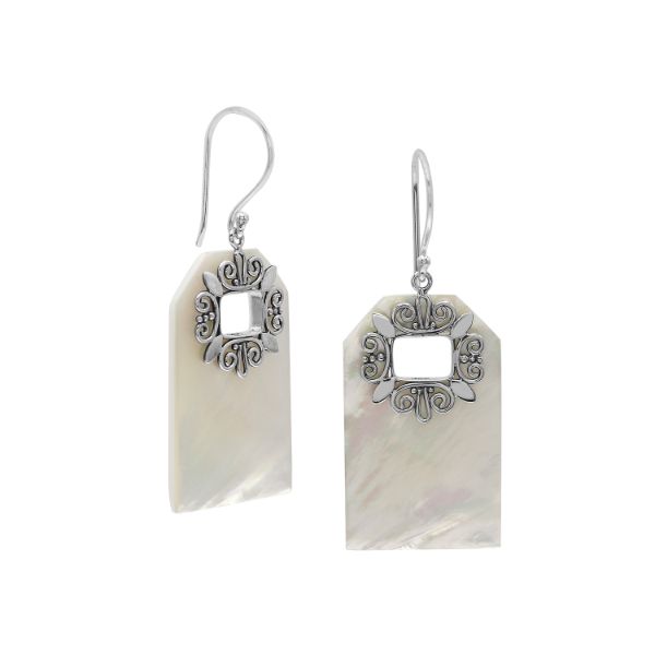 AE-1187-MOP Sterling Silver Fancy Earring With Mother Of pearl Jewelry Bali Designs Inc 