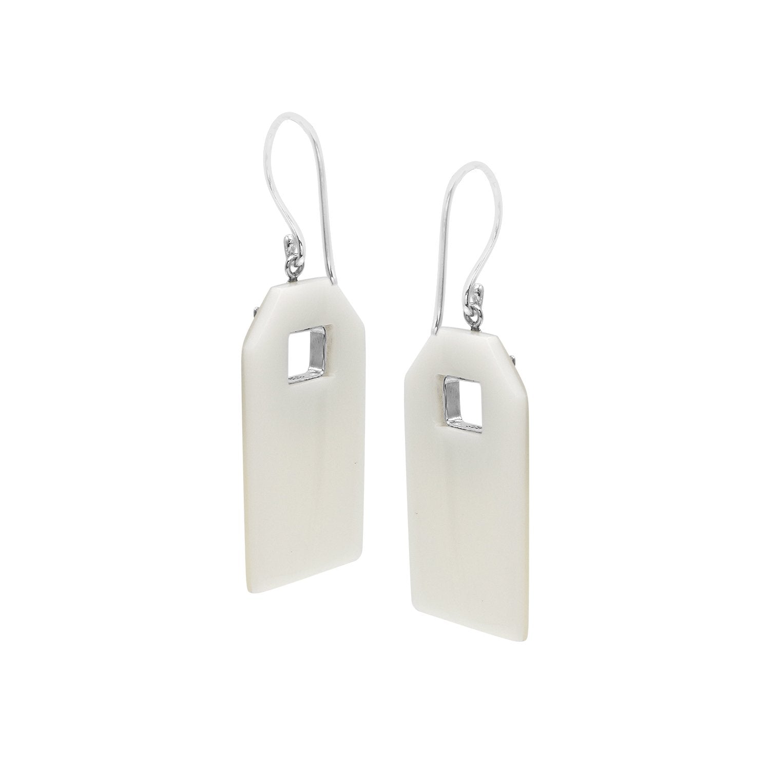 AE-1187-MOP Sterling Silver Fancy Earring With Mother Of pearl Jewelry Bali Designs Inc 