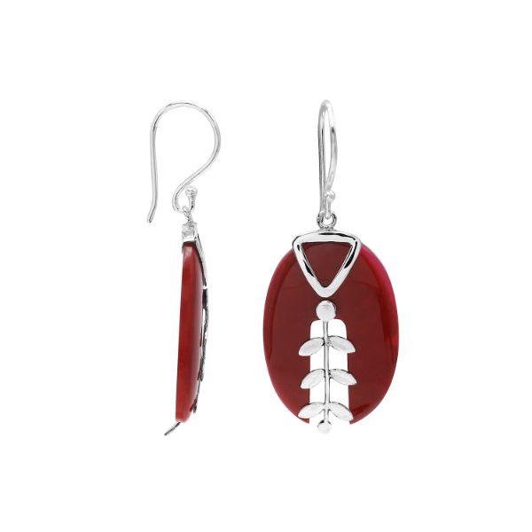 AE-1188-CR Sterling Silver Fancy Earring With Coral Jewelry Bali Designs Inc 