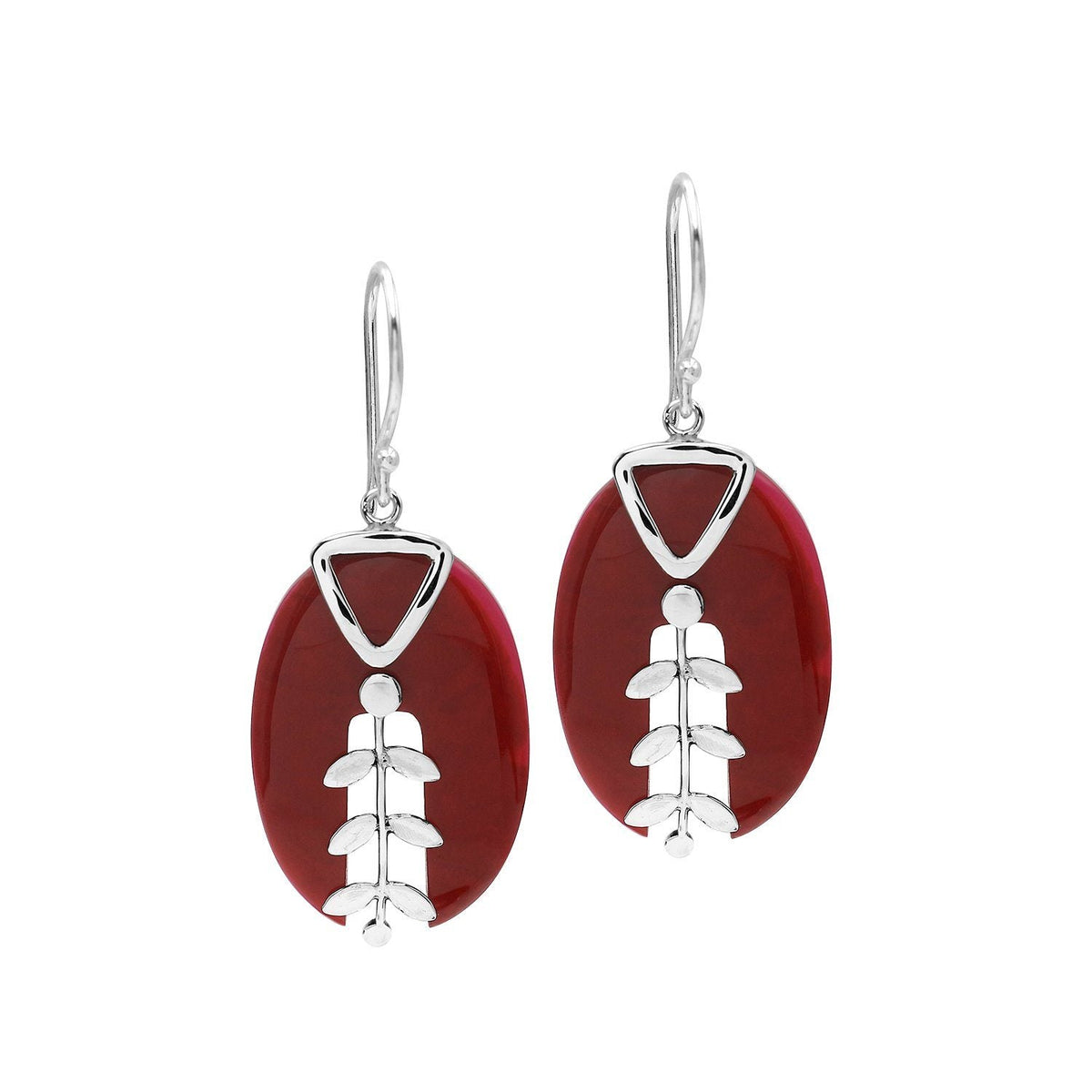 AE-1188-CR Sterling Silver Fancy Earring With Coral Jewelry Bali Designs Inc 