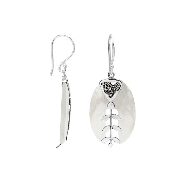 AE-1188-MOP Sterling Silver Fancy Earring With Mother Of pearl Jewelry Bali Designs Inc 