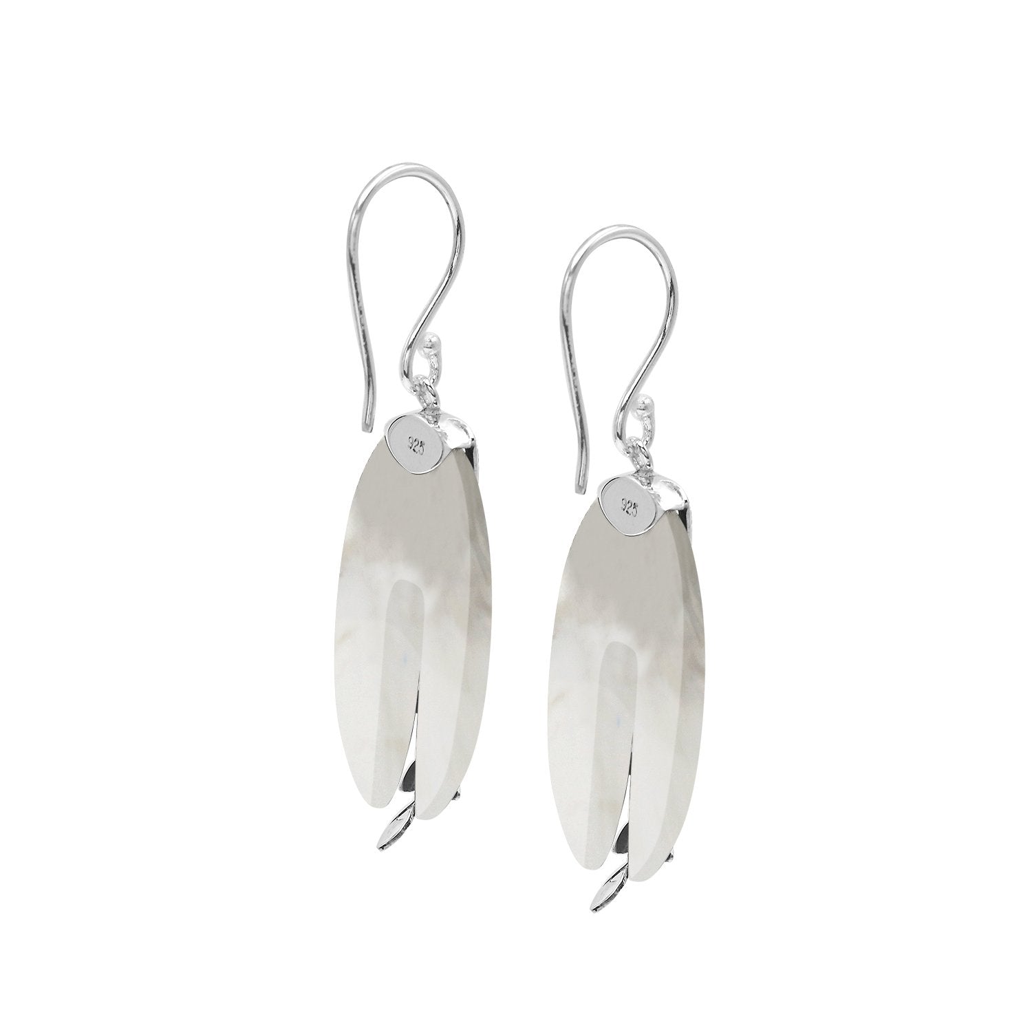 AE-1188-MOP Sterling Silver Fancy Earring With Mother Of pearl Jewelry Bali Designs Inc 