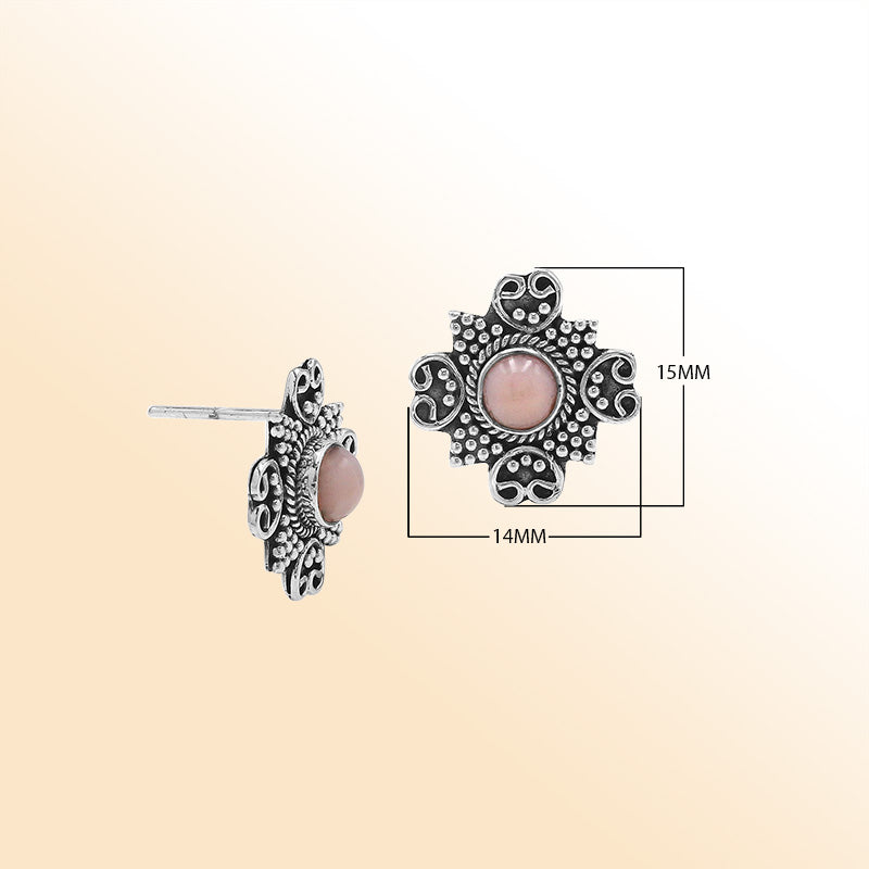Sterling silver Pink Pearl floral filigree earrings