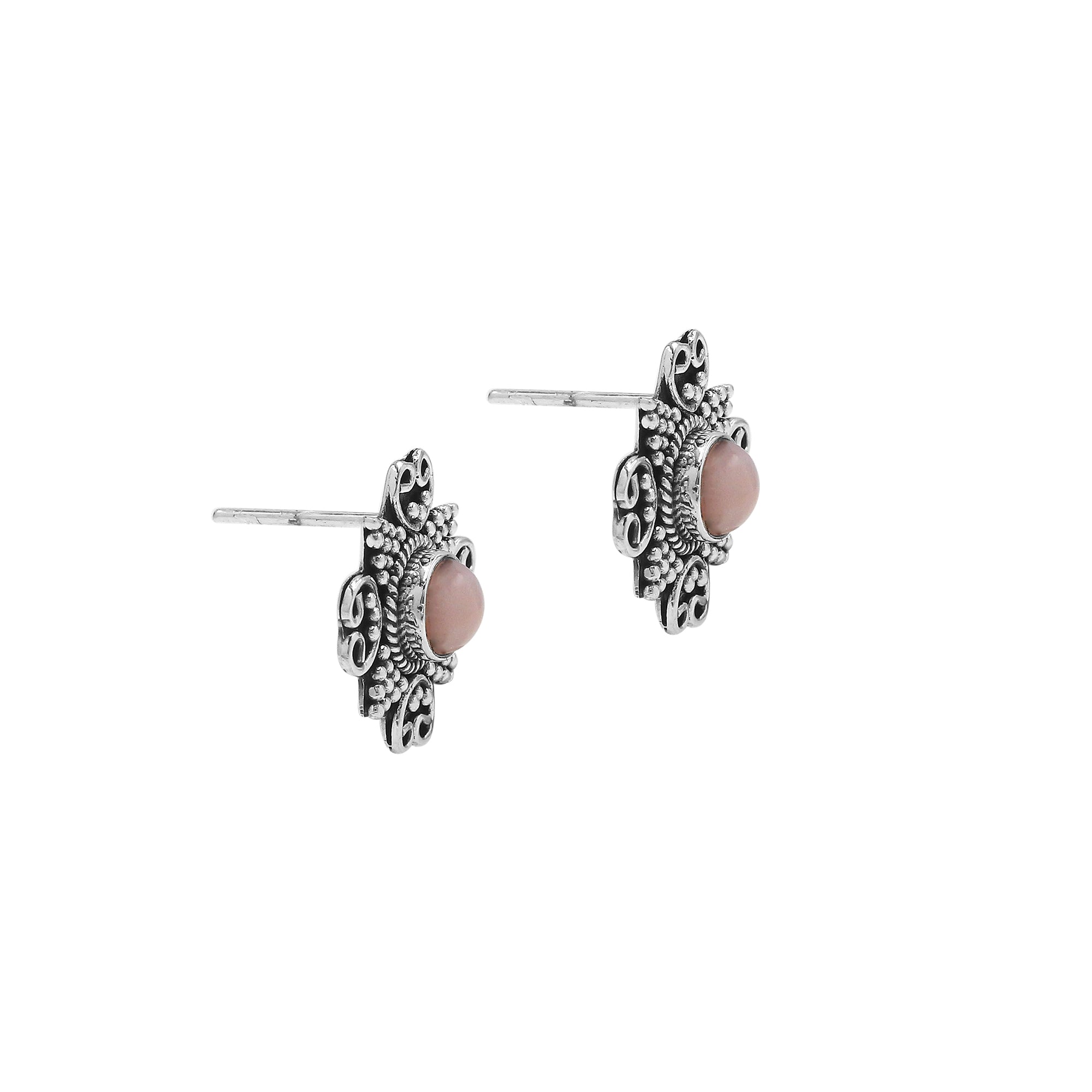 AE-1195-P.OP Sterling Silver Earring With Pink Pearl Jewelry Bali Designs Inc 