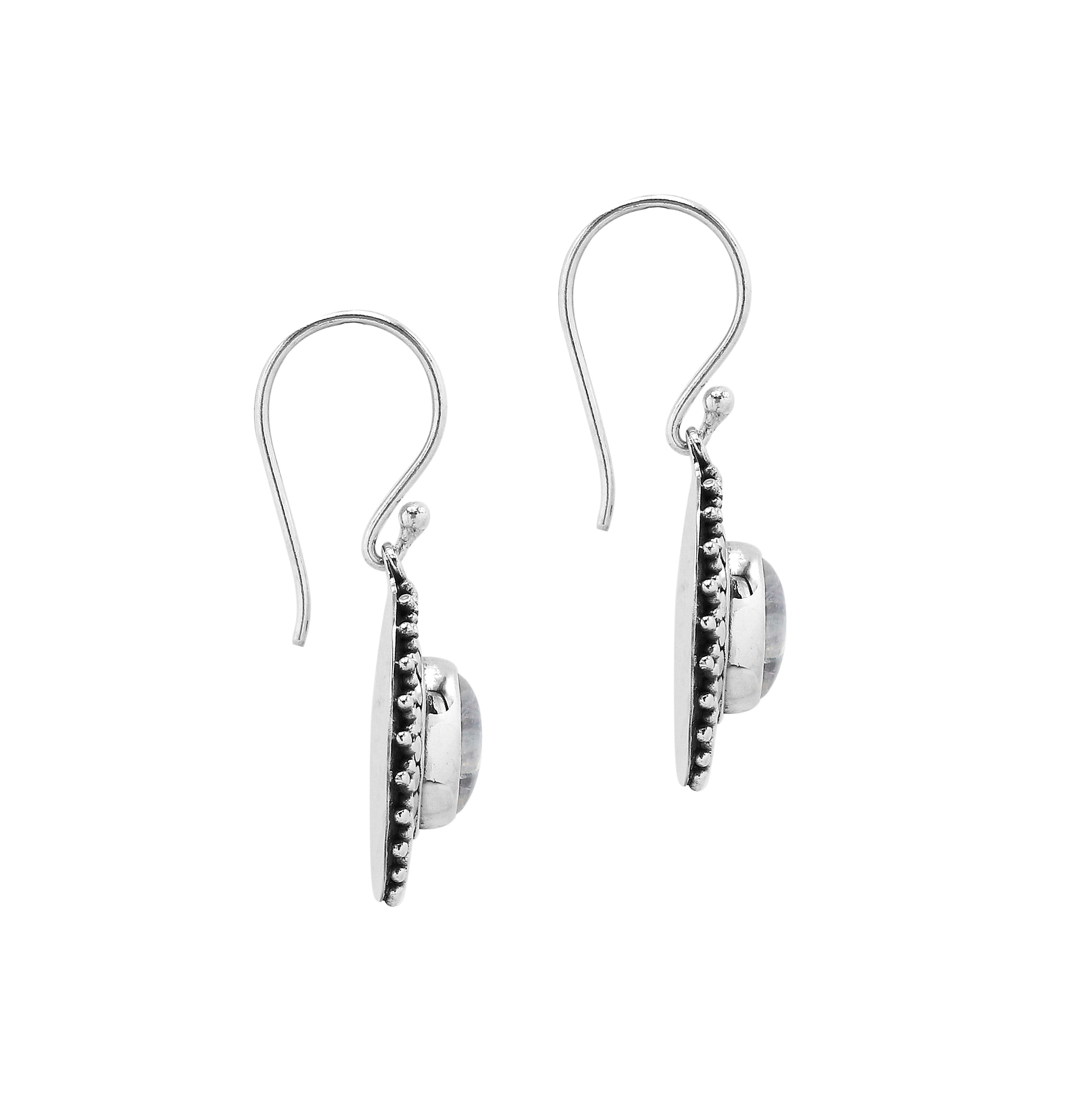 AE-1196-RM Sterling Silver Earring With Rainbow Moonstone Jewelry Bali Designs Inc 
