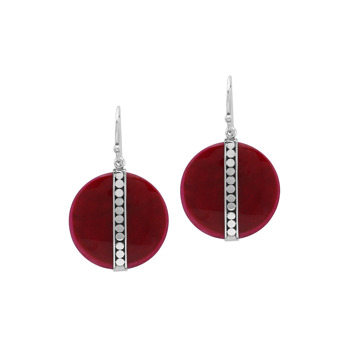 AE-1199-CR Sterling Silver Earring With Round Coral Jewelry Bali Designs Inc 