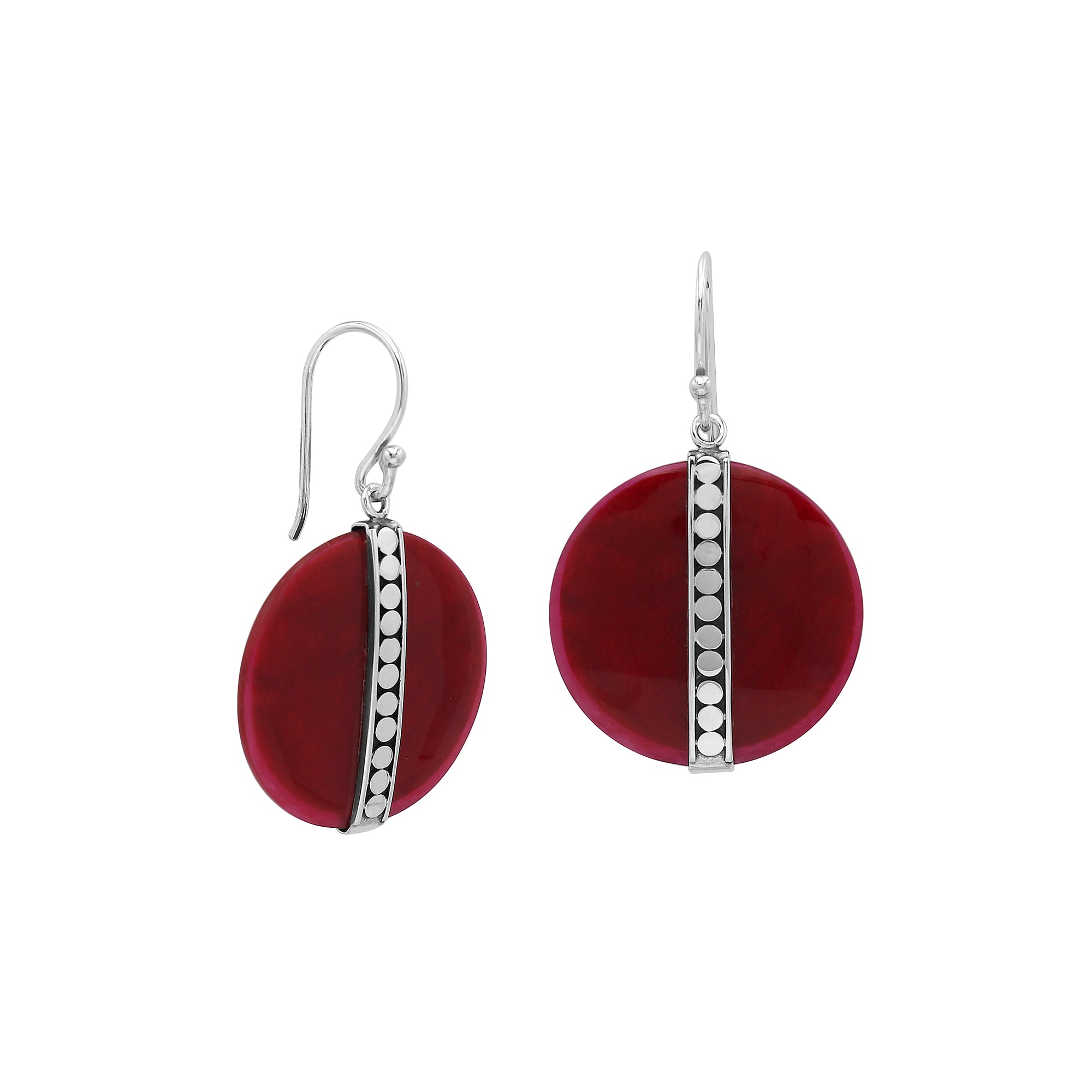 AE-1199-CR Sterling Silver Earring With Round Coral Jewelry Bali Designs Inc 