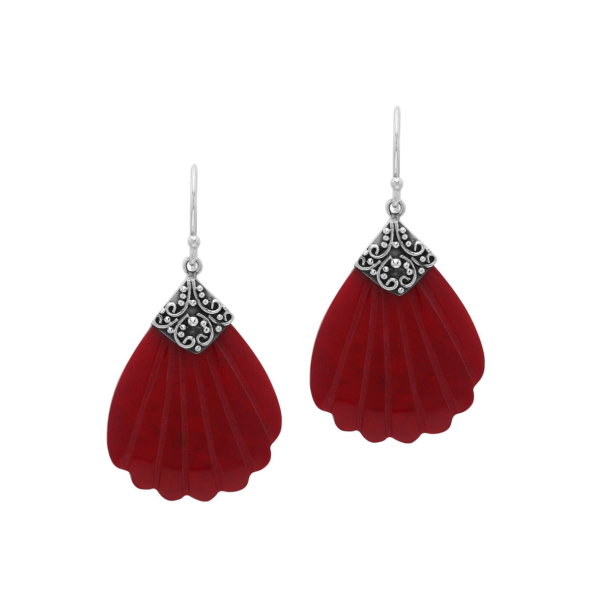 AE-1200-CR Sterling Silver Earring With Coral Jewelry Bali Designs Inc 