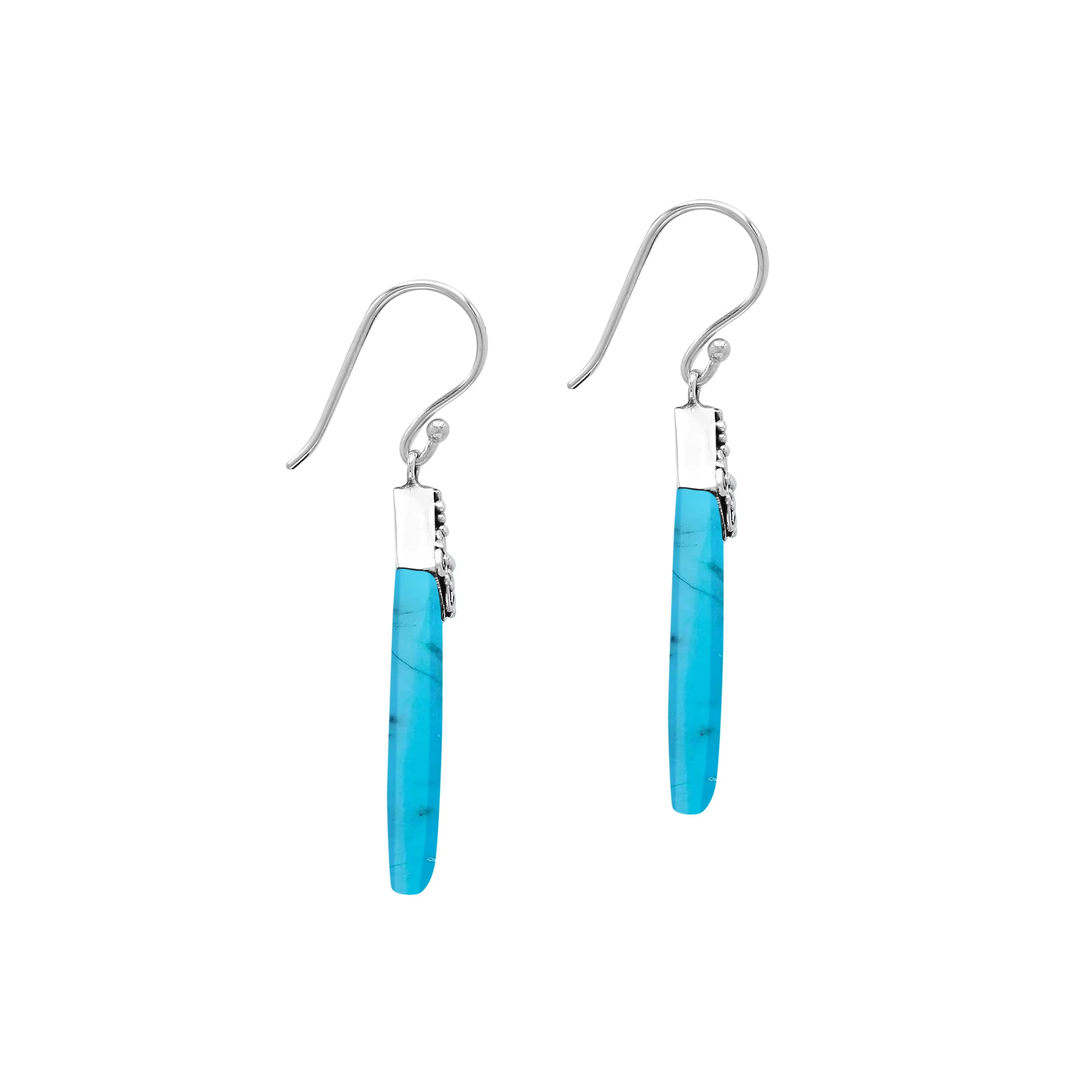 AE-1200-TQ Sterling Silver Earring With Turquoise Jewelry Bali Designs Inc 