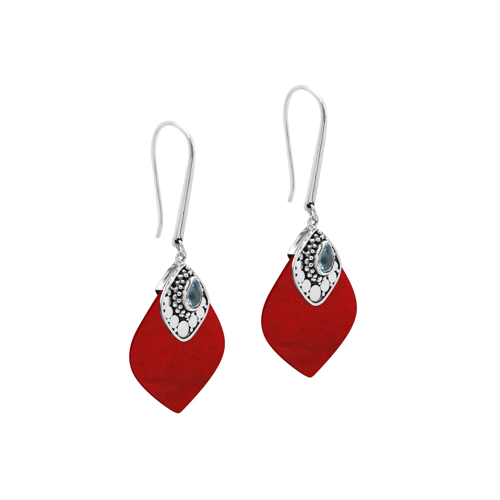 AE-1201-CR Sterling Silver Earring With Coral Shell Jewelry Bali Designs Inc 