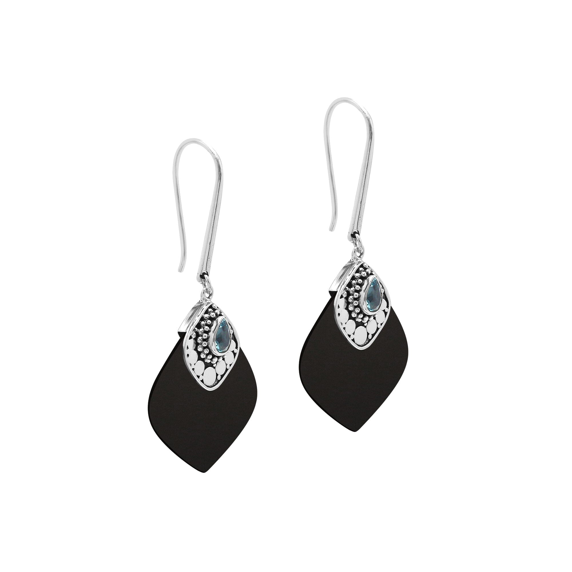 AE-1201-SHB Sterling Silver Earring With Black Shell Jewelry Bali Designs Inc 