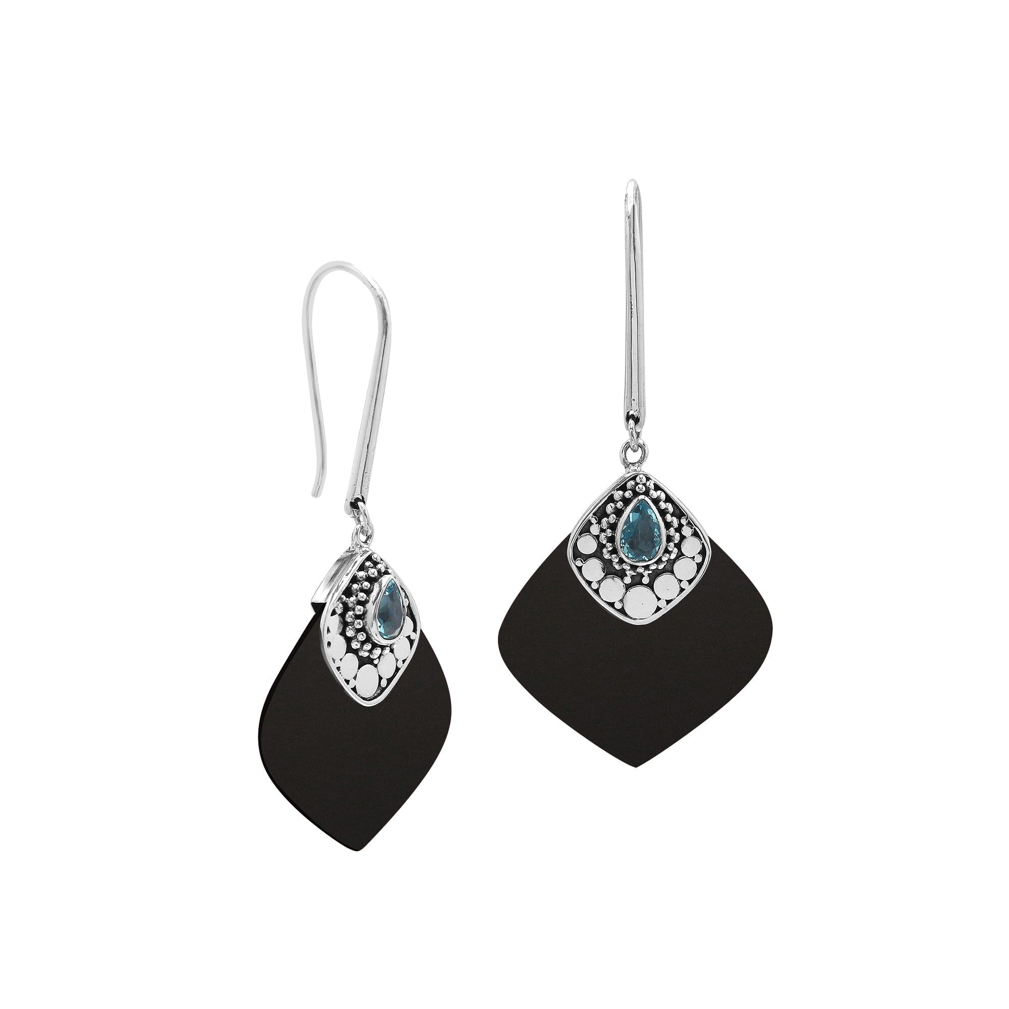 AE-1201-SHB Sterling Silver Earring With Black Shell Jewelry Bali Designs Inc 
