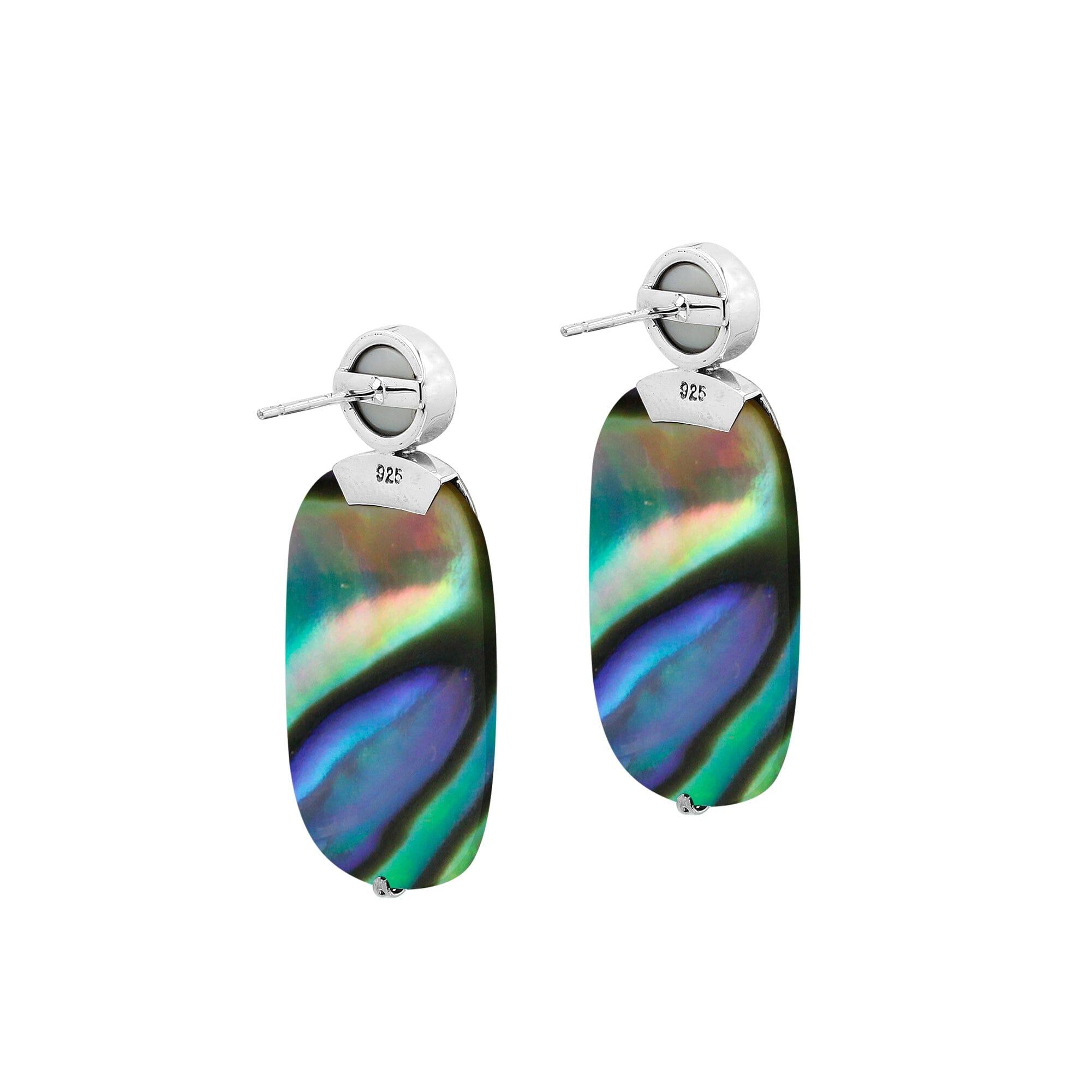 AE-1202-AB Sterling Silver Earring With Abalone Shell & Pearl Jewelry Bali Designs Inc 