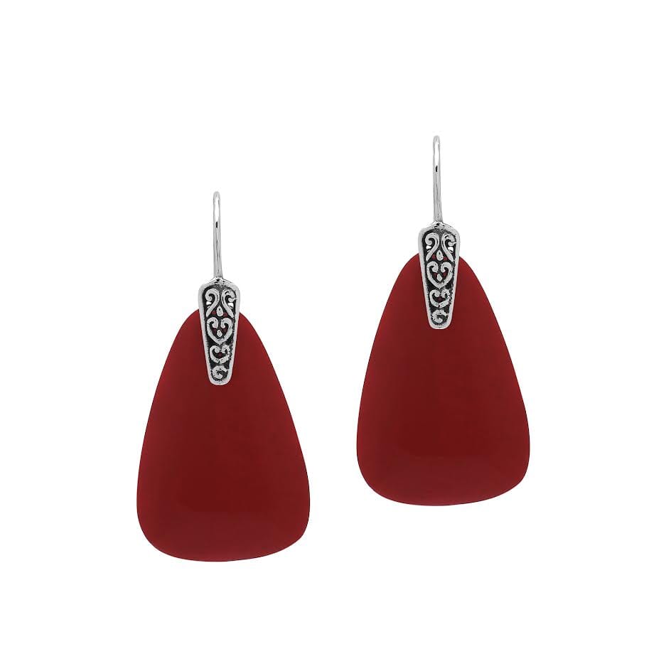 AE-1205-CR Sterling Silver Earring With Coral Jewelry Bali Designs Inc 