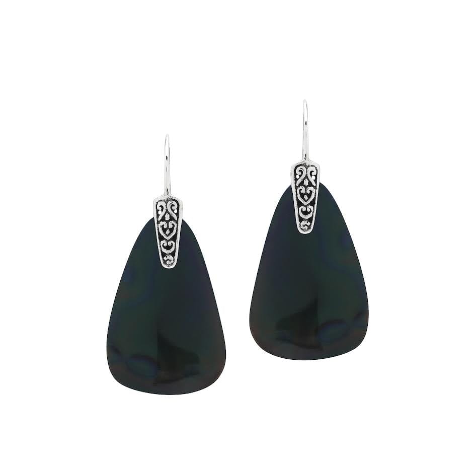 AE-1205-SHB Sterling Silver Earring With Black Shell Jewelry Bali Designs Inc 
