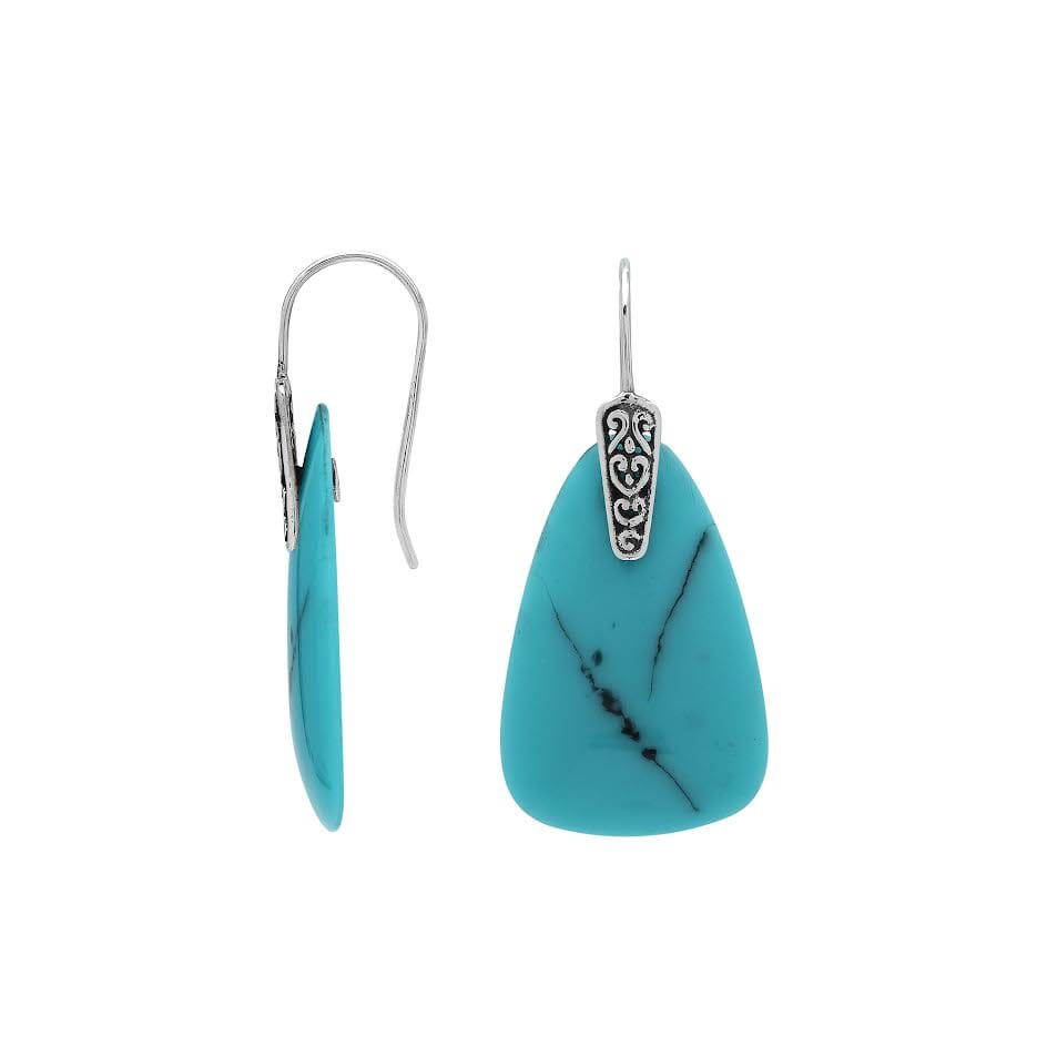 AE-1205-TQ Sterling Silver Earring With Turquoise Shell Jewelry Bali Designs Inc 