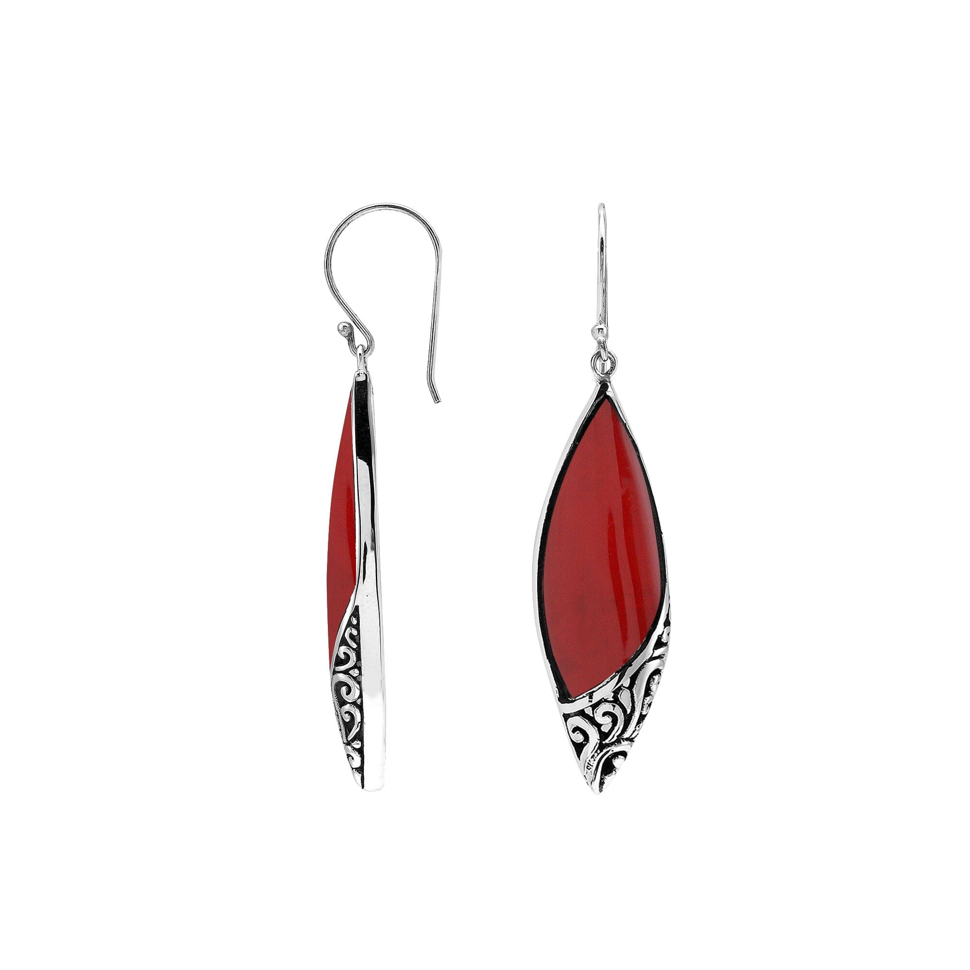 AE-1206-CR Sterling Silver Earring With Coral Jewelry Bali Designs Inc 