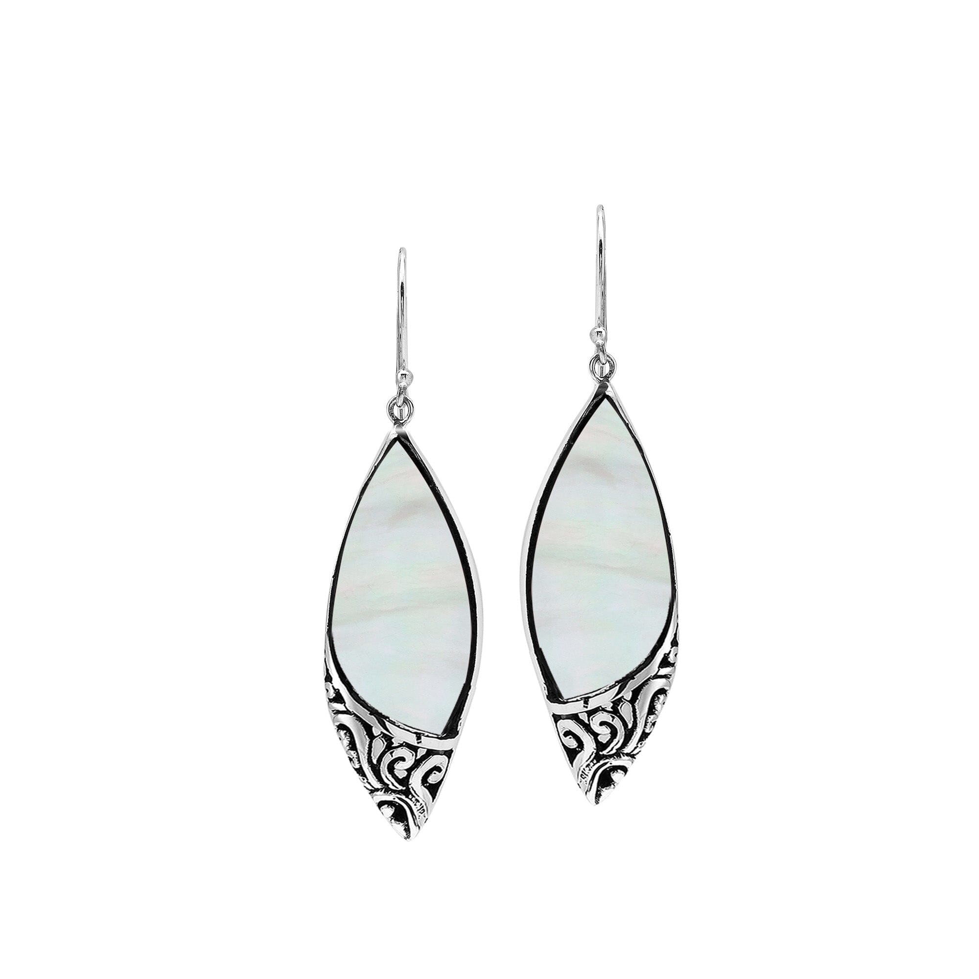 AE-1206-MOP Sterling Silver Earring With Mother Of Pearl Jewelry Bali Designs Inc 