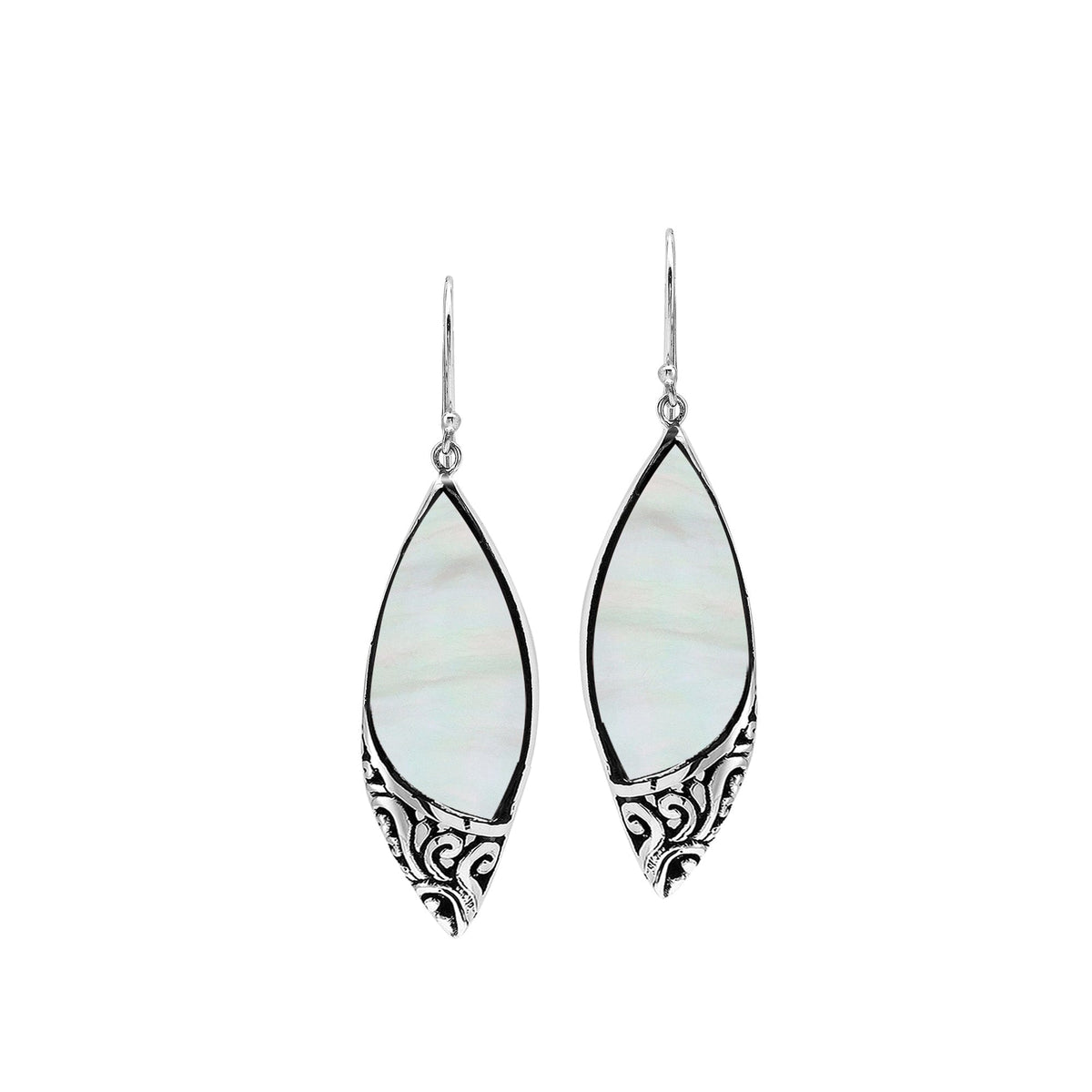 AE-1206-MOP Sterling Silver Earring With Mother Of Pearl Jewelry Bali Designs Inc 