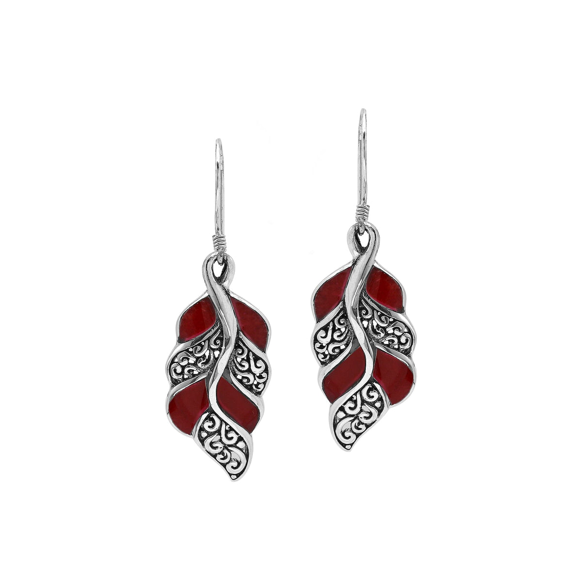 AE-1207-CR Sterling Silver Earring With Coral Jewelry Bali Designs Inc 