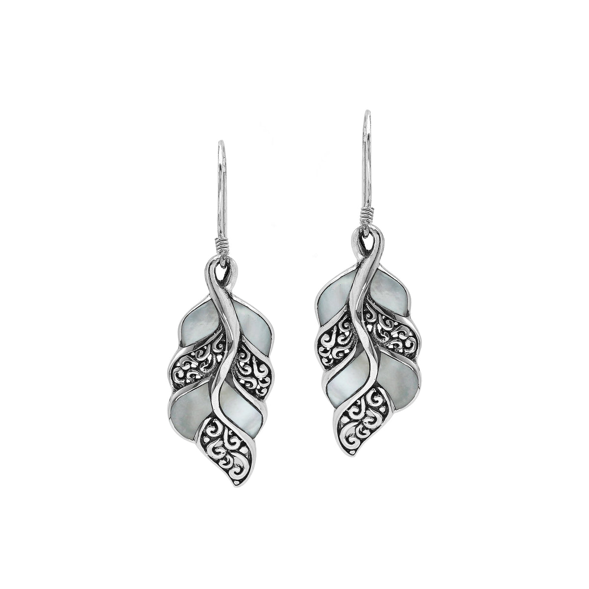 AE-1207-MOP Sterling Silver Earring With Mother Of Pearl Jewelry Bali Designs Inc 