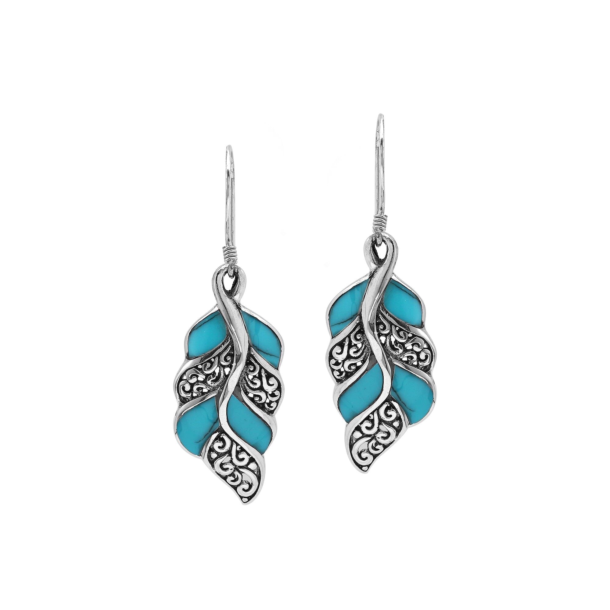 AE-1207-TQ Sterling Silver Earring With Turquoise Shell Jewelry Bali Designs Inc 