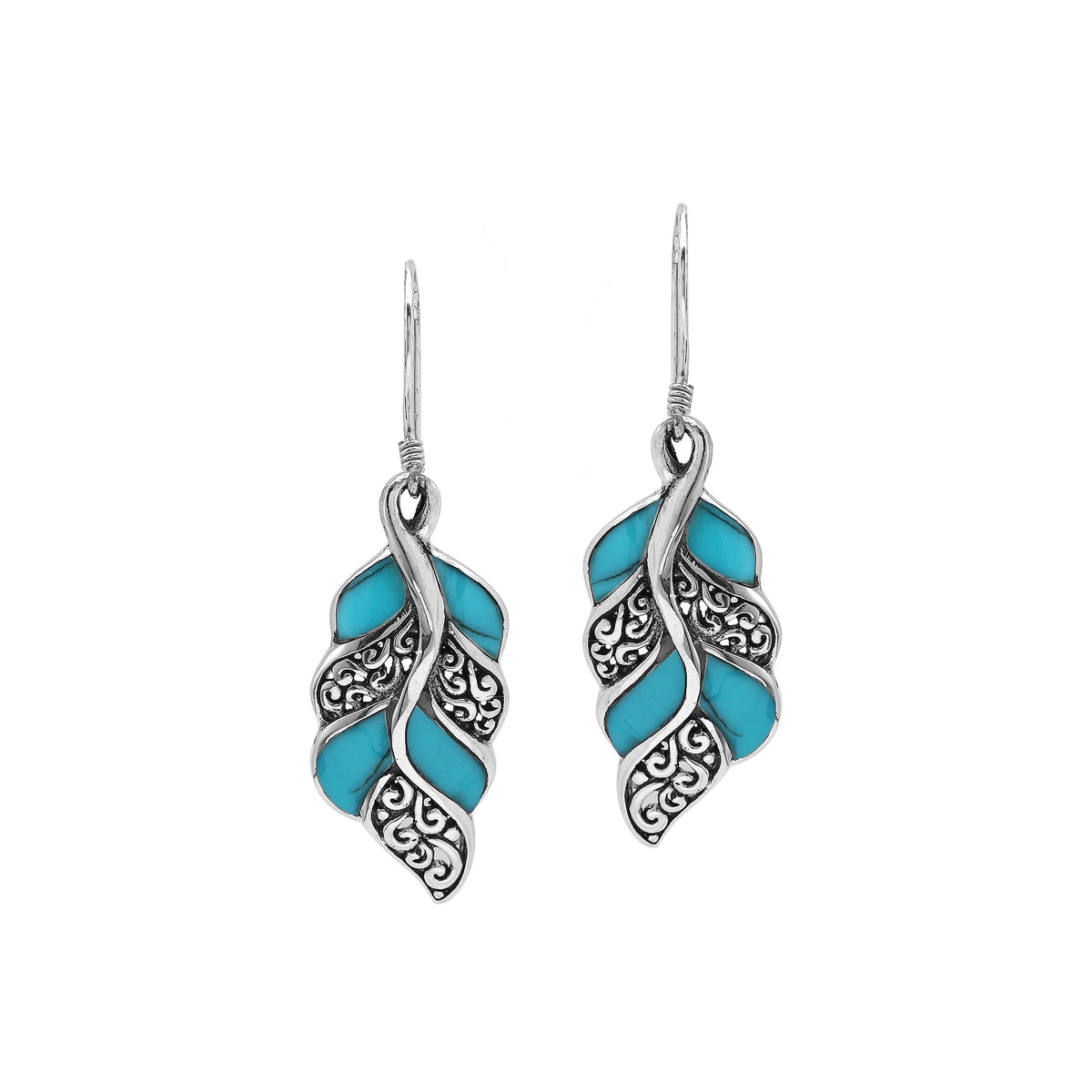 AE-1207-TQ Sterling Silver Earring With Turquoise Shell Jewelry Bali Designs Inc 