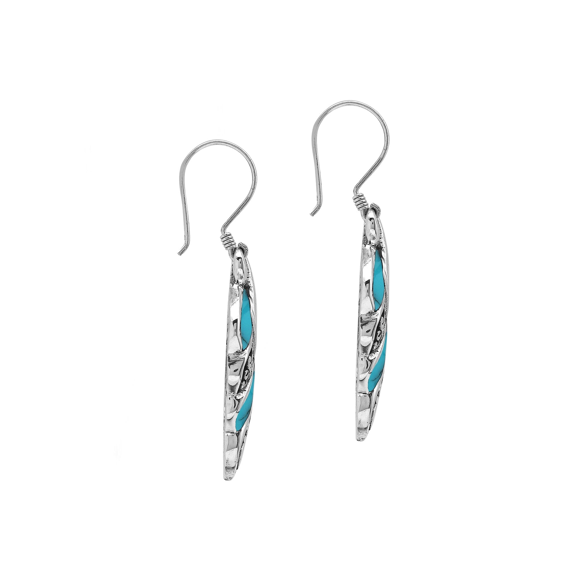 AE-1207-TQ Sterling Silver Earring With Turquoise Shell Jewelry Bali Designs Inc 
