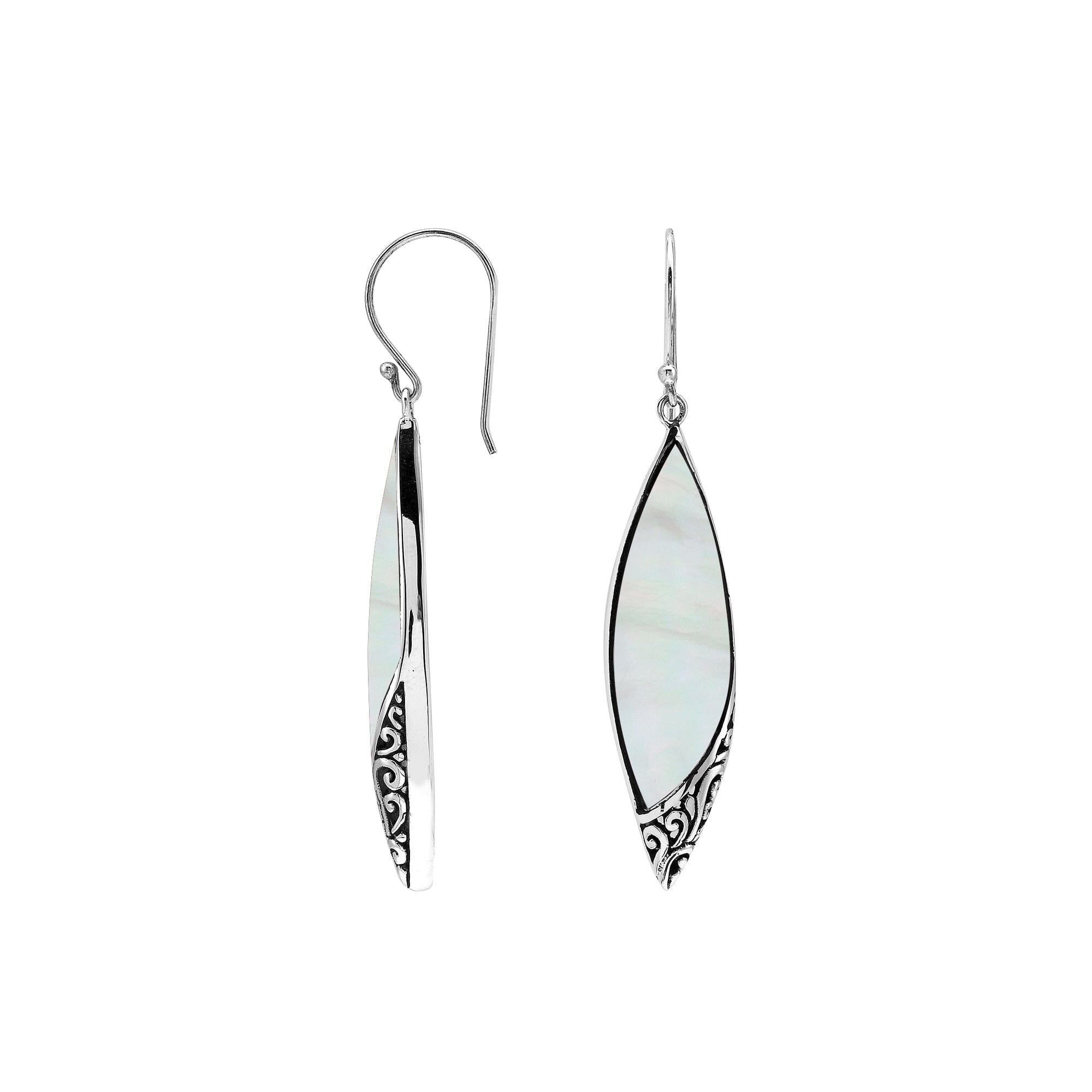 AE-1208-MOP Sterling Silver Earring With Mother Of Pearl Jewelry Bali Designs Inc 
