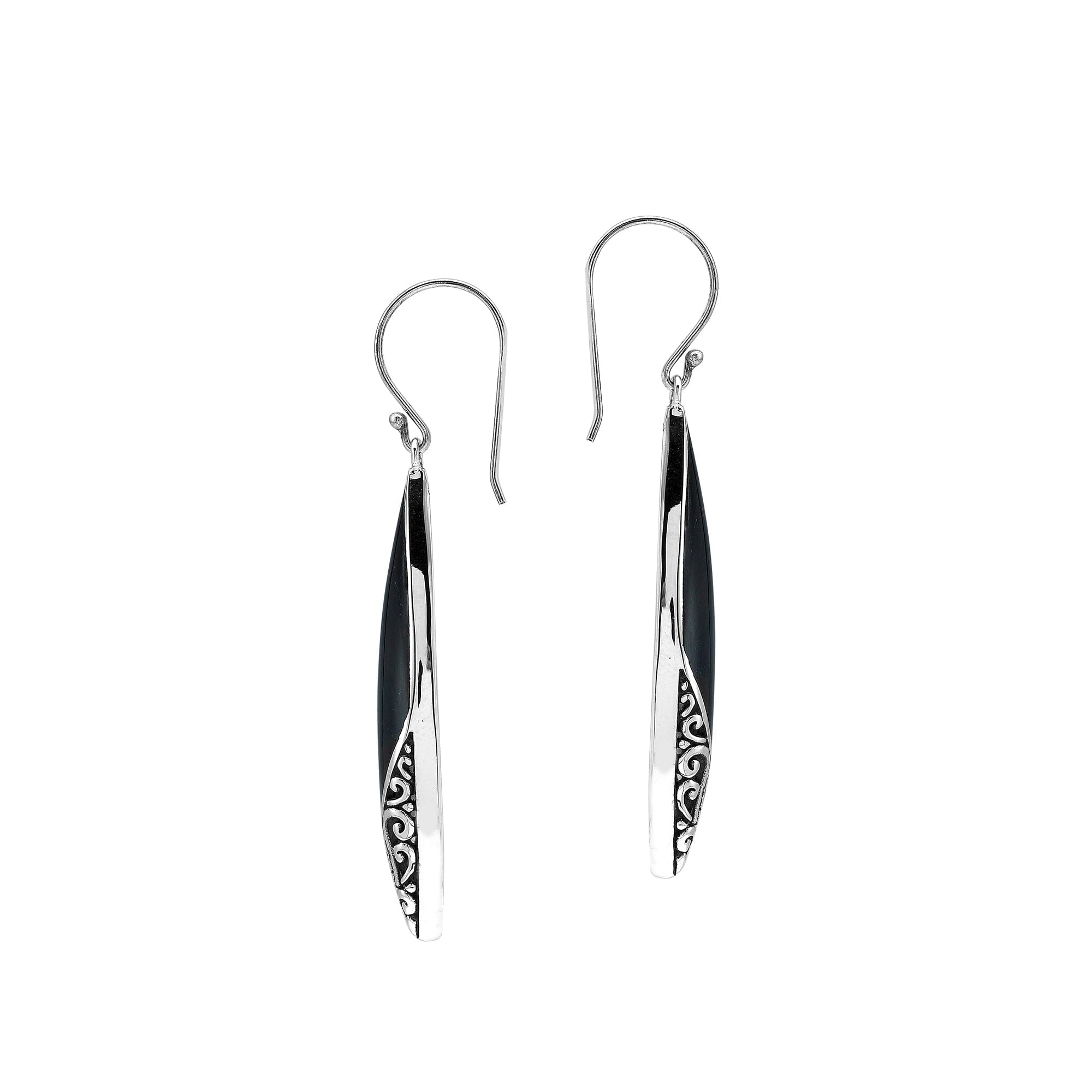 AE-1208-SHB Sterling Silver Earring With Black Shell Jewelry Bali Designs Inc 