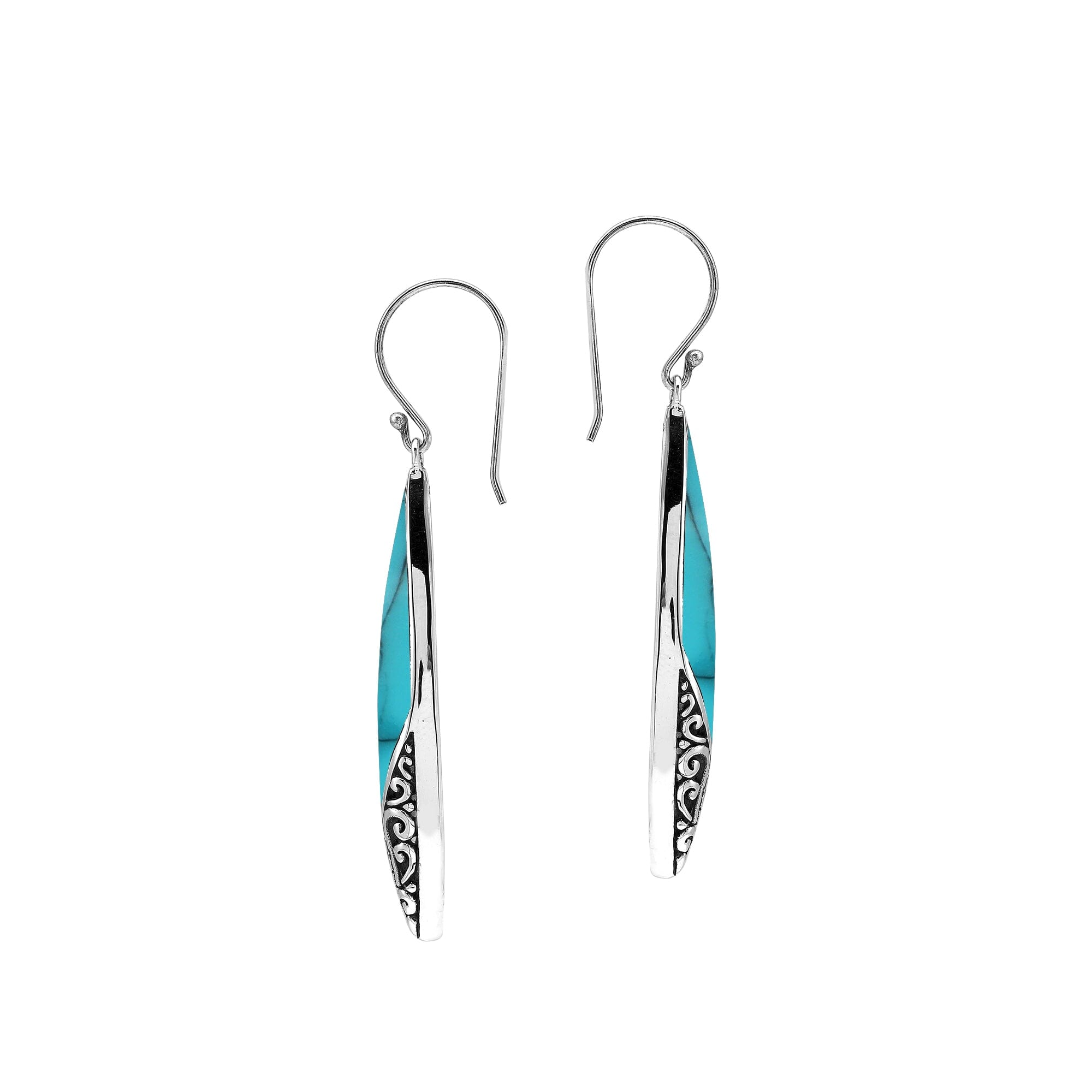 AE-1208-TQ Sterling Silver Earring With Turquoise Shell Jewelry Bali Designs Inc 