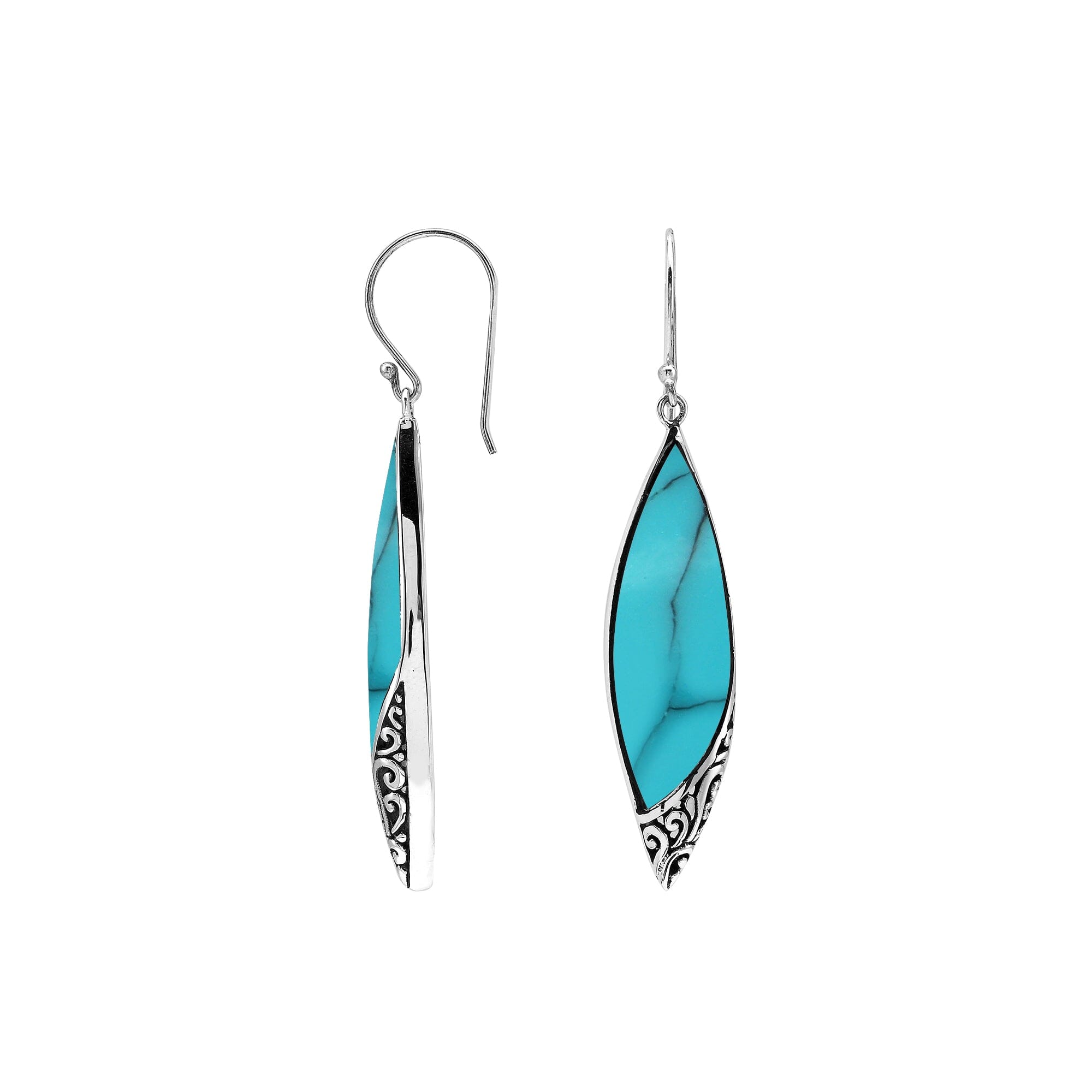 AE-1208-TQ Sterling Silver Earring With Turquoise Shell Jewelry Bali Designs Inc 