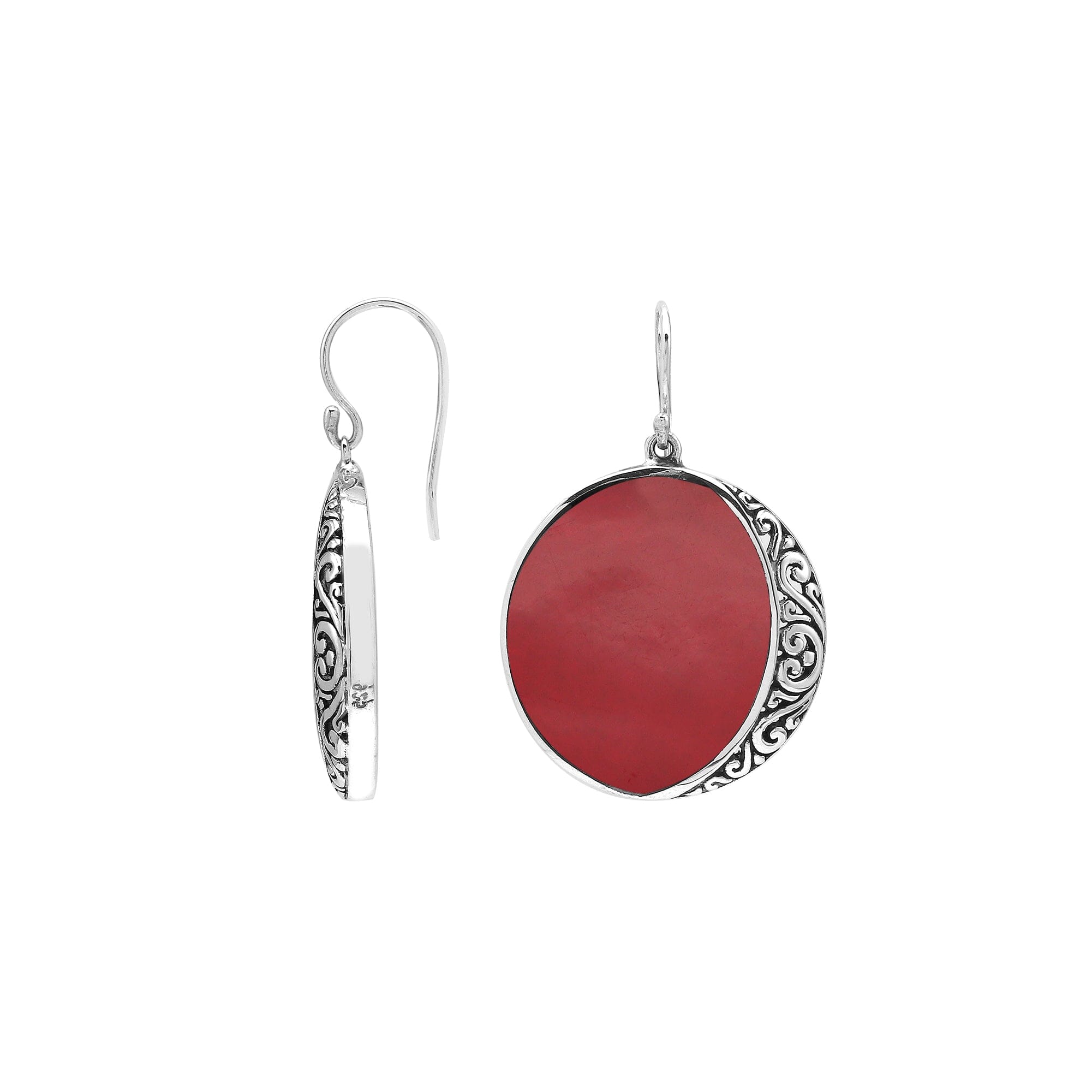 AE-1210-CR Sterling Silver Earring With Coral Jewelry Bali Designs Inc 