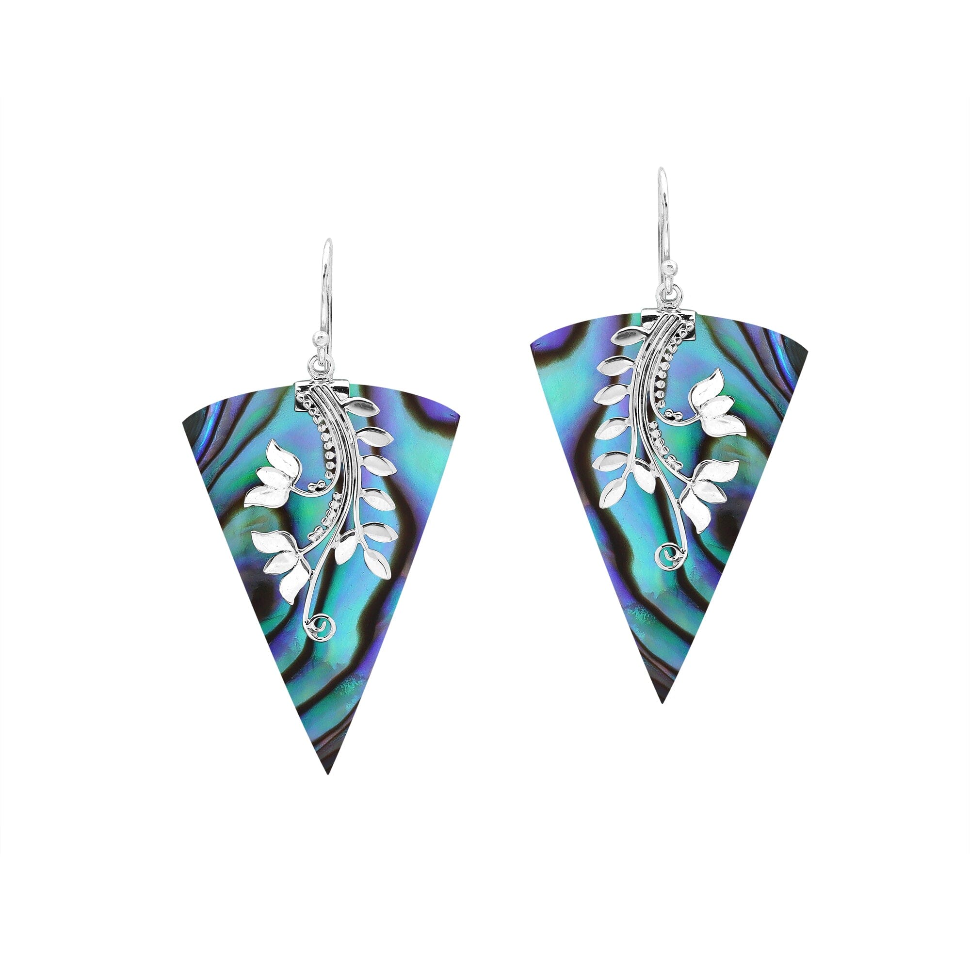 AE-1213-AB Sterling Silver triangle Shape Earring With Abalone Shell Jewelry Bali Designs Inc 