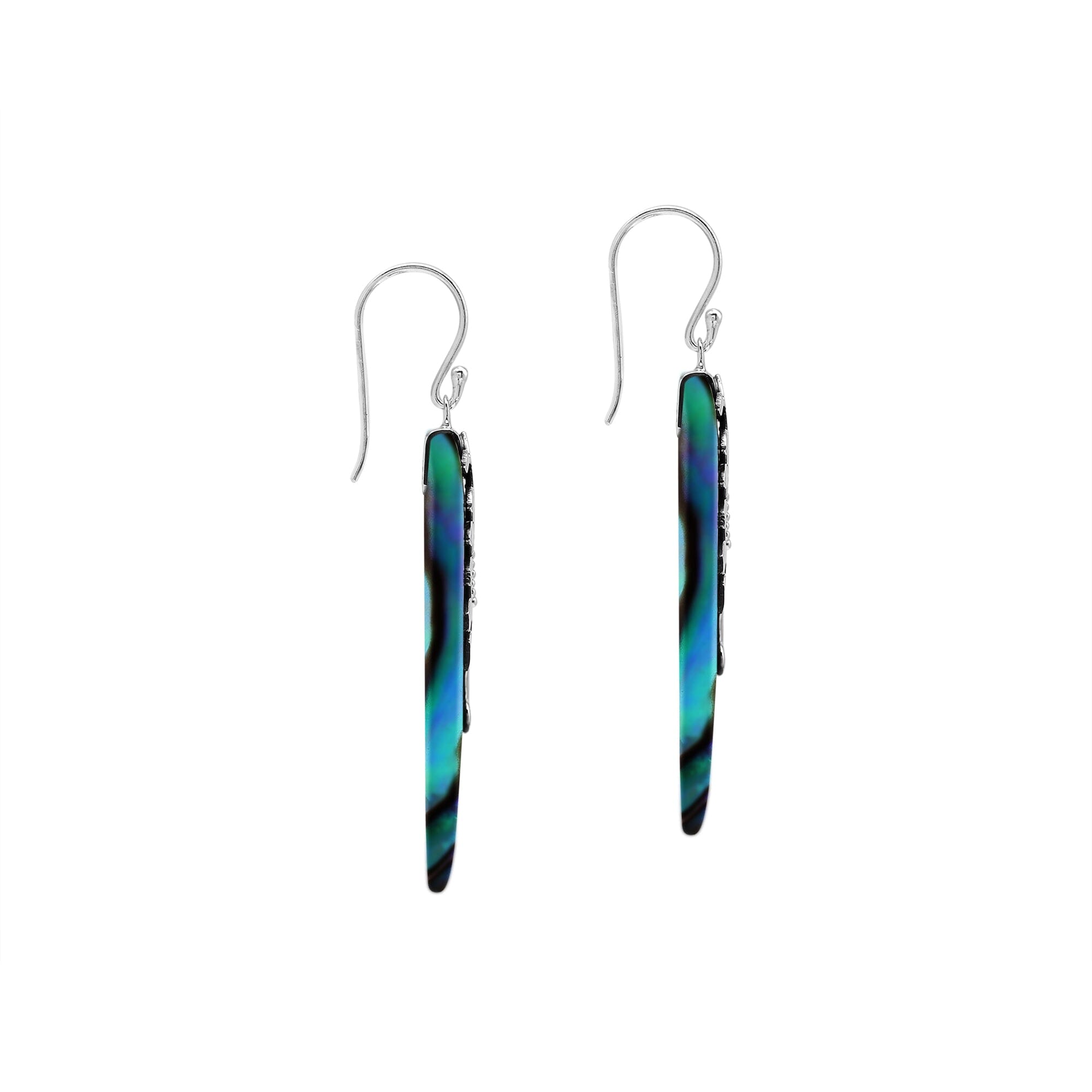 AE-1213-AB Sterling Silver triangle Shape Earring With Abalone Shell Jewelry Bali Designs Inc 