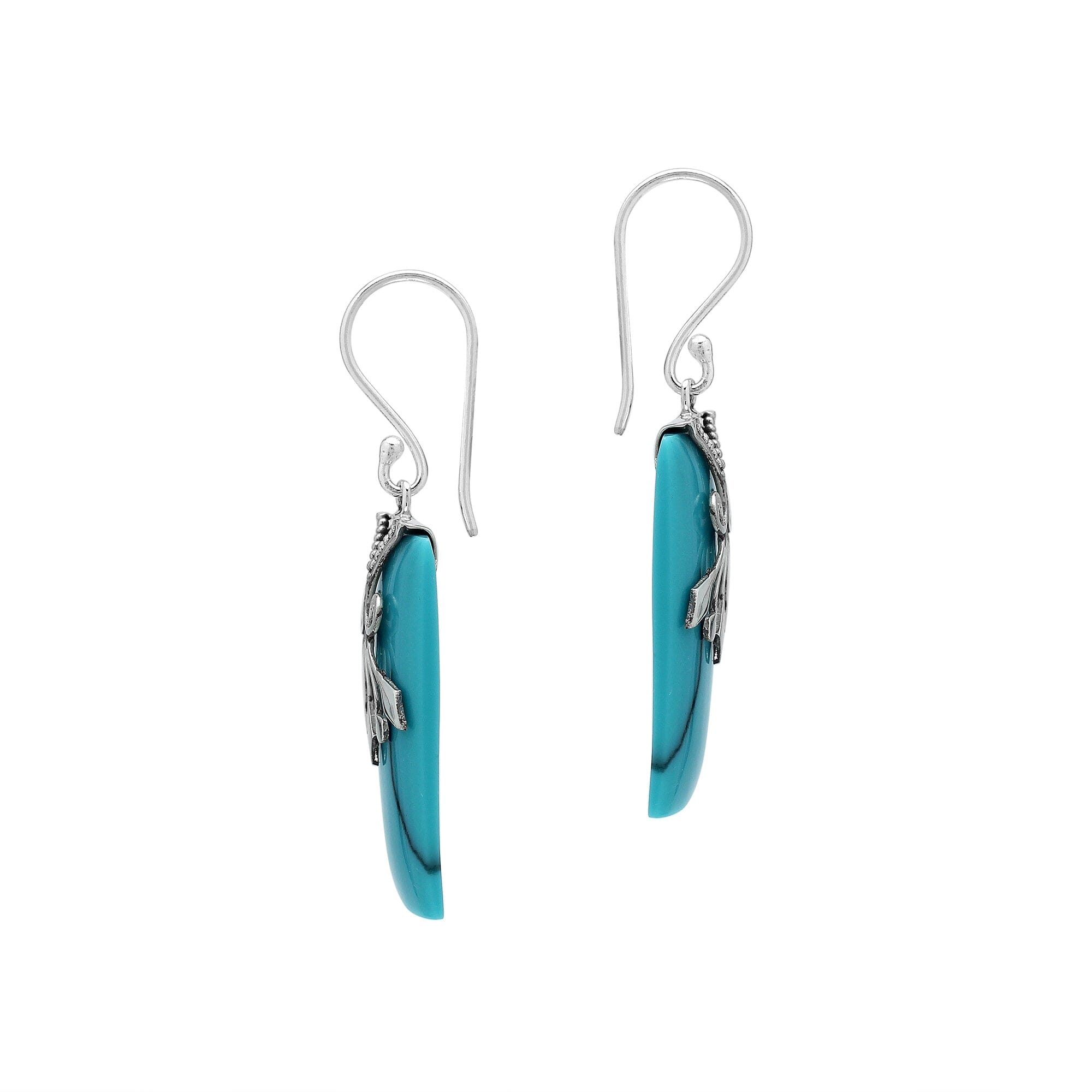 AE-1217-TQ Sterling Silver Earring With Turquoise Shell Jewelry Bali Designs Inc 