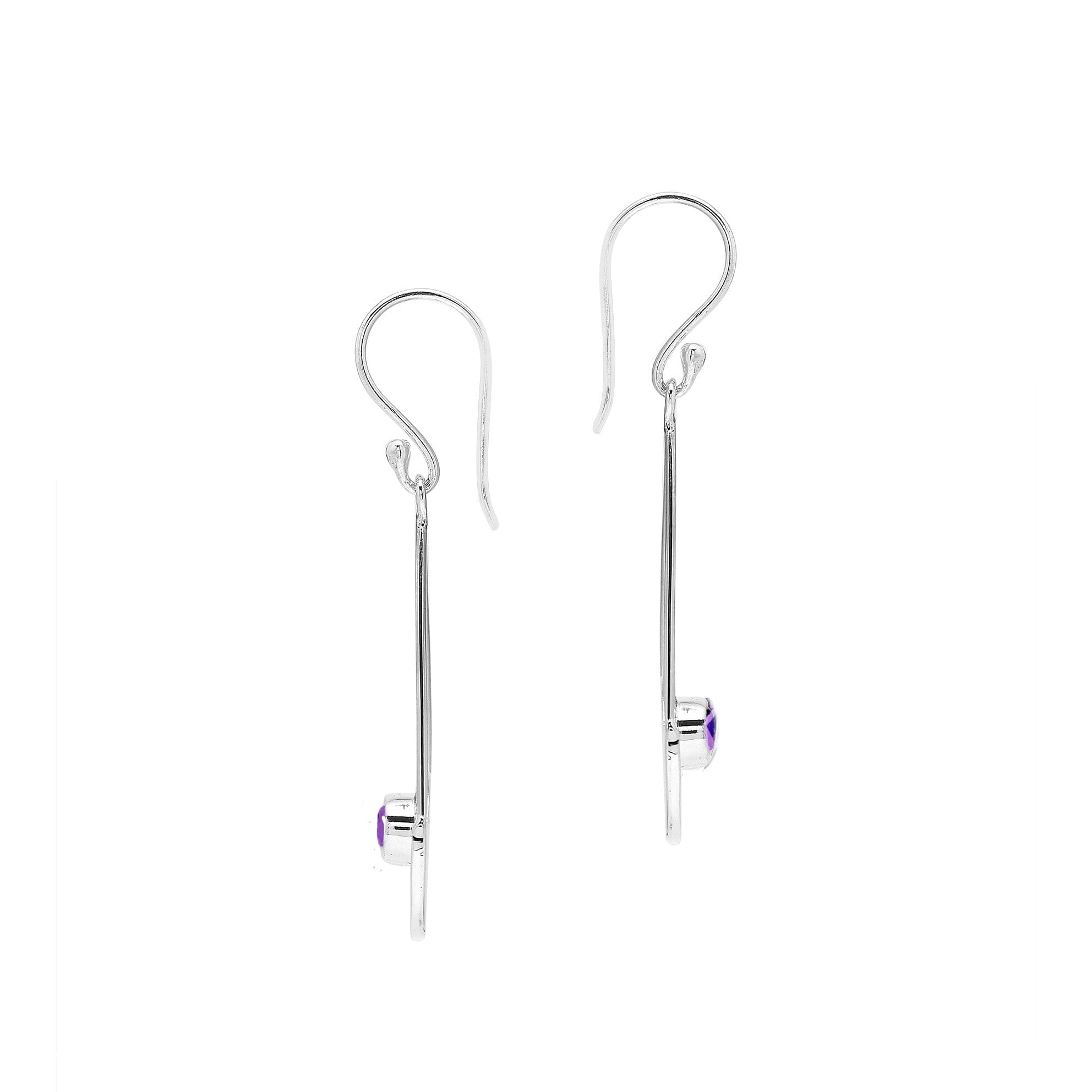 AE-1218-AM Sterling Silver Earring With Amethyst Q. Jewelry Bali Designs Inc 