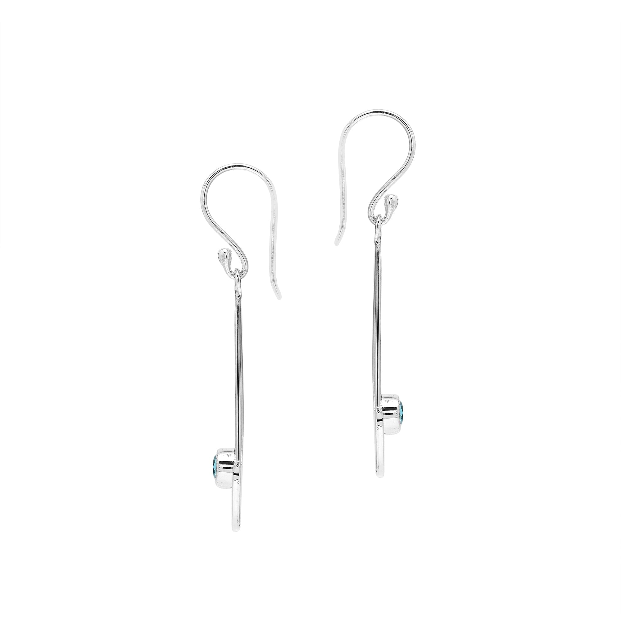 AE-1218-BT Sterling Silver Earring With Blue Topaz Q. Jewelry Bali Designs Inc 
