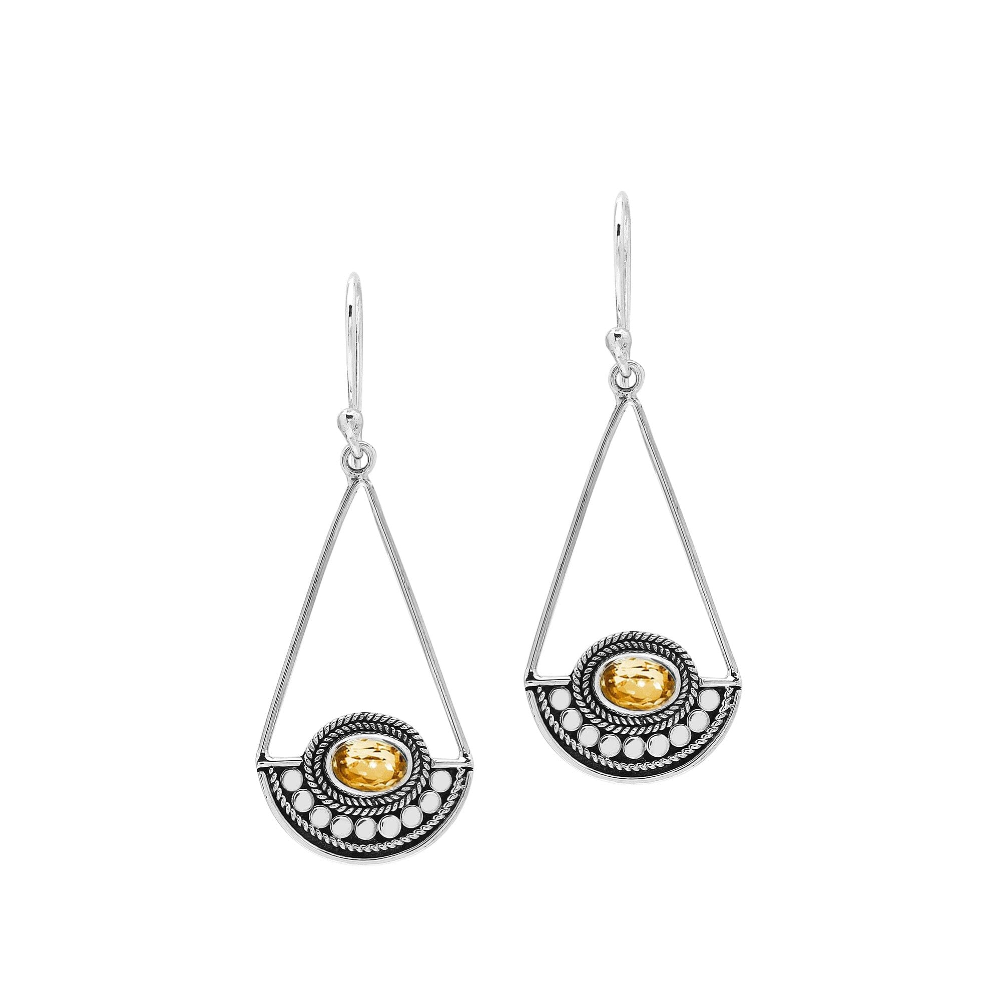 AE-1218-CT Sterling Silver Earring With Citrine Q. Jewelry Bali Designs Inc 