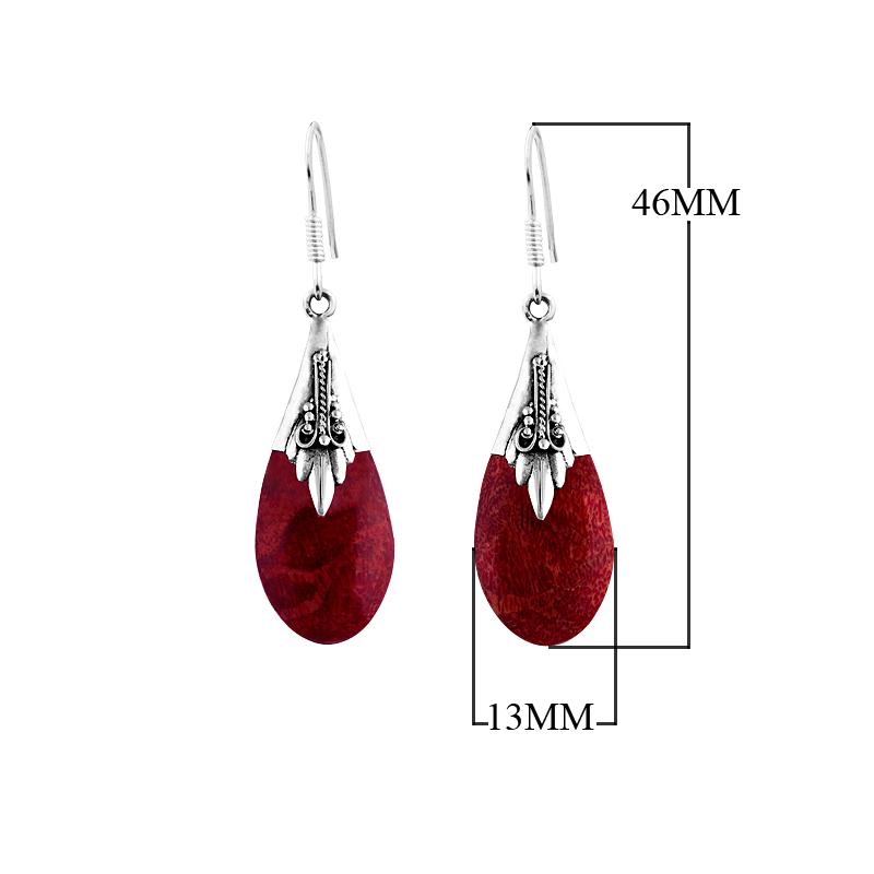 AE-6003-CR Sterling Silver Tears Drop Earring With Coral Jewelry Bali Designs Inc 