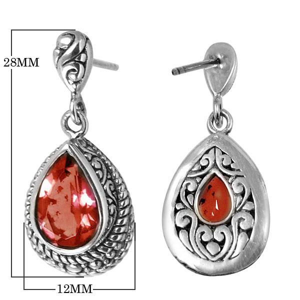 AE-6048-GA Sterling Silver Earring With Garnet Q. Jewelry Bali Designs Inc 