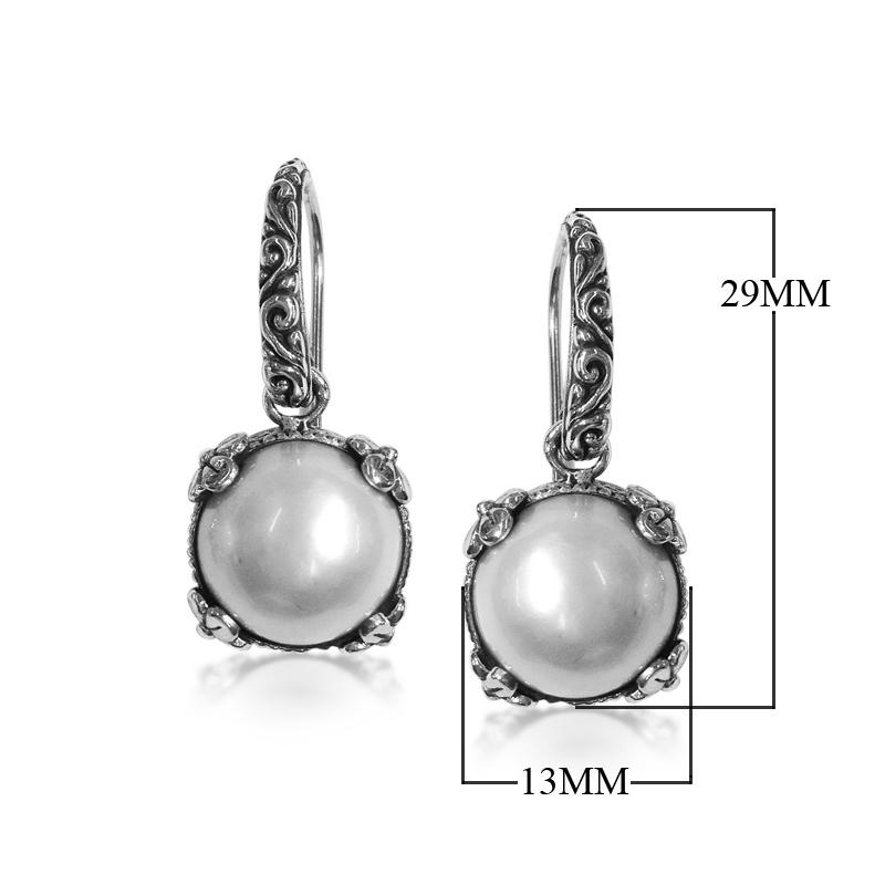 AE-6075-PE Sterling Silver Earring With Mabe Pearl Jewelry Bali Designs Inc 