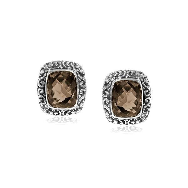 AE-6083-ST Sterling Silver Earring With Smokey Quartz Jewelry Bali Designs Inc 