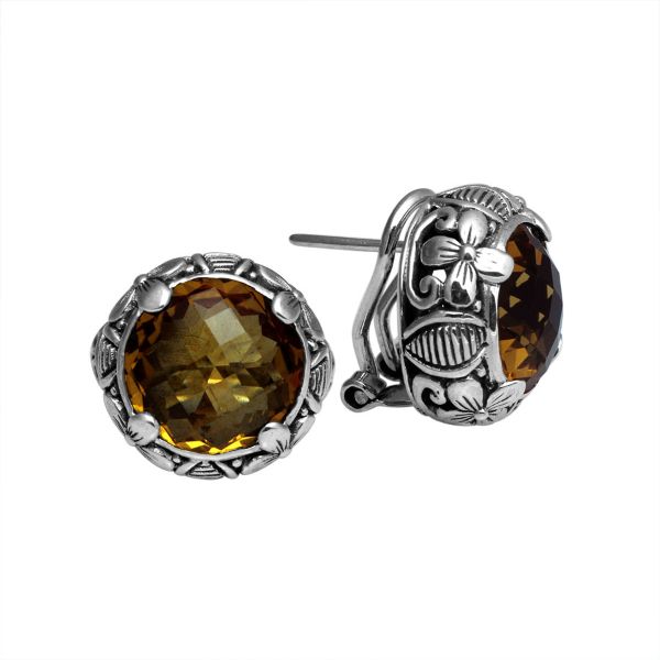 AE-6085-CT Sterling Silver Earring With Citrine Q. Jewelry Bali Designs Inc 