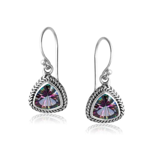 AE-6091-MT Sterling Silver Trillion Shape Earring With Mystic Quartz Jewelry Bali Designs Inc 