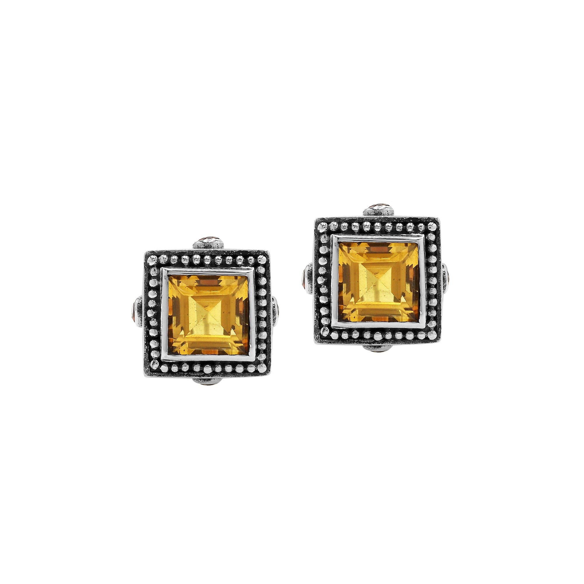 AE-6098-CO2 Sterling Silver Earring With Citrine Q. & Garnet Q. Jewelry Bali Designs Inc 