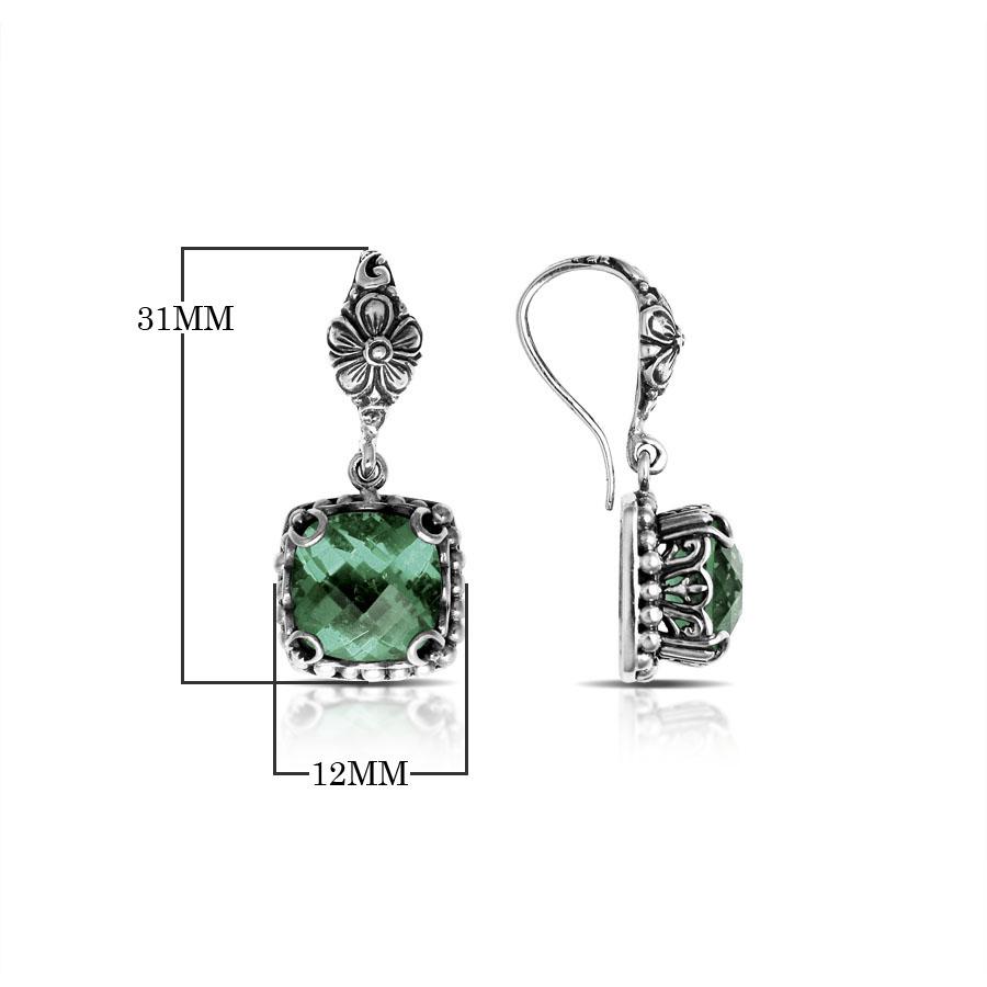 AE-6111-G.AM Sterling Silver Earring With Green Amethyst Q. Jewelry Bali Designs Inc 